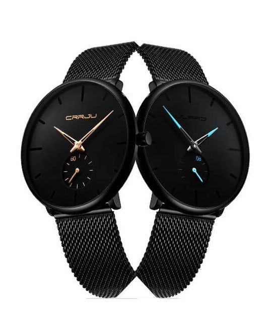 Orologio Uomo Quarzo Lusso Elegante Cinturino Pelle Nero Cassa Acciaio - - all Horloges new_for_google_may orologio orologio quarzo quarzo Stationery uomo watches - Concept Palermo