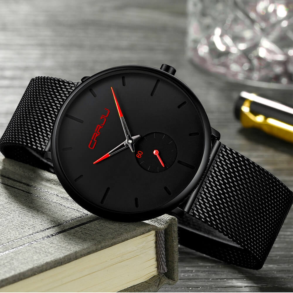 Orologio Uomo Quarzo Lusso Elegante Cinturino Pelle Nero Cassa Acciaio - - all Horloges new_for_google_may orologio orologio quarzo quarzo Stationery uomo watches - Concept Palermo