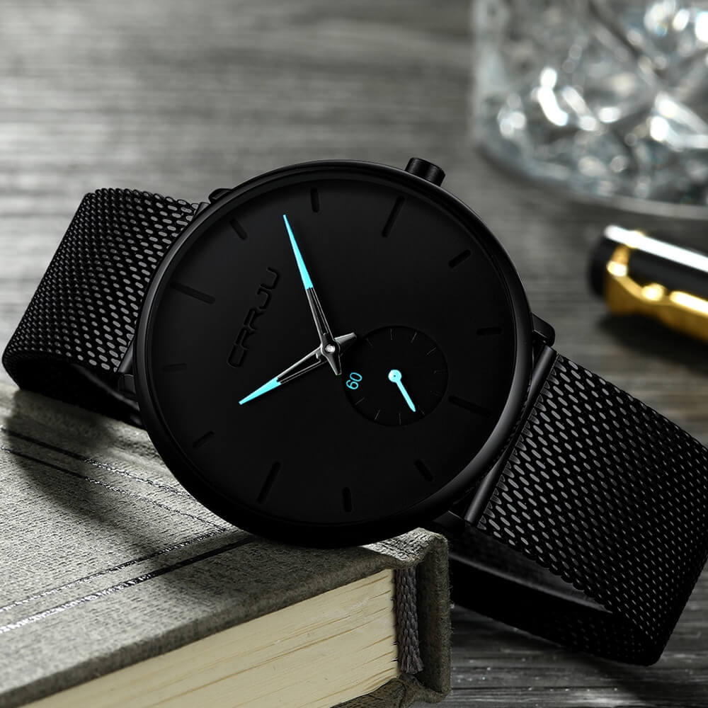 Orologio Uomo Quarzo Lusso Elegante Cinturino Pelle Nero Cassa Acciaio - - all Horloges new_for_google_may orologio orologio quarzo quarzo Stationery uomo watches - Concept Palermo