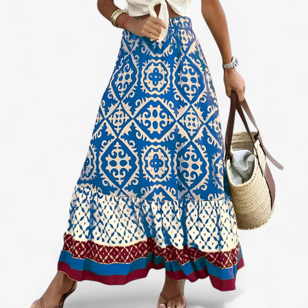 Gonna Maxi Boho con Stampa Ikat Donna - - boho donna gonna gonna boho ikat Skirt stampa women's skirt - Concept Palermo