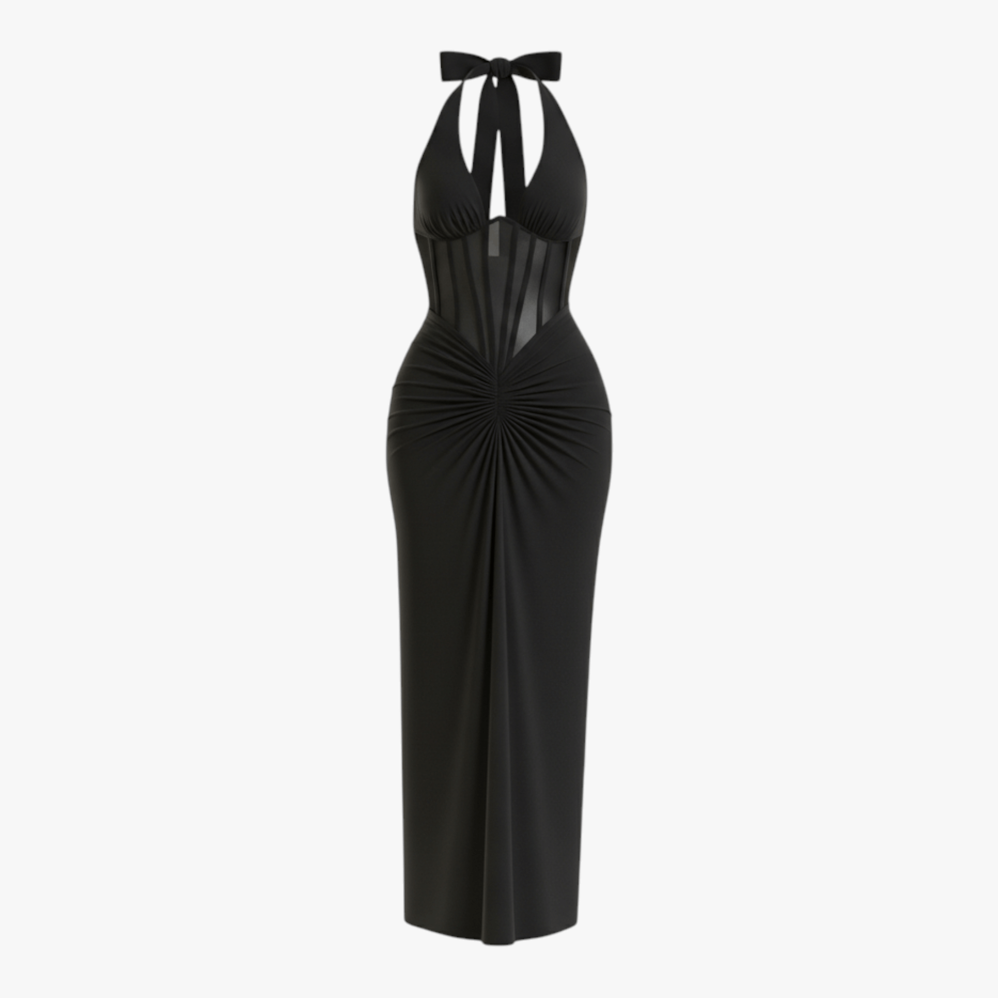 Abito Maxi Tessuto Leggero Senza Schienale - Nero - abiti maxi abito abito da festa abito da sera abito estivo donna abito leggero abito senza schienale abito slim abito tessuto leggero maxi abito sexy moda femminile schienale tessuto vestito lungo estivo vestito patchwork - Concept Palermo