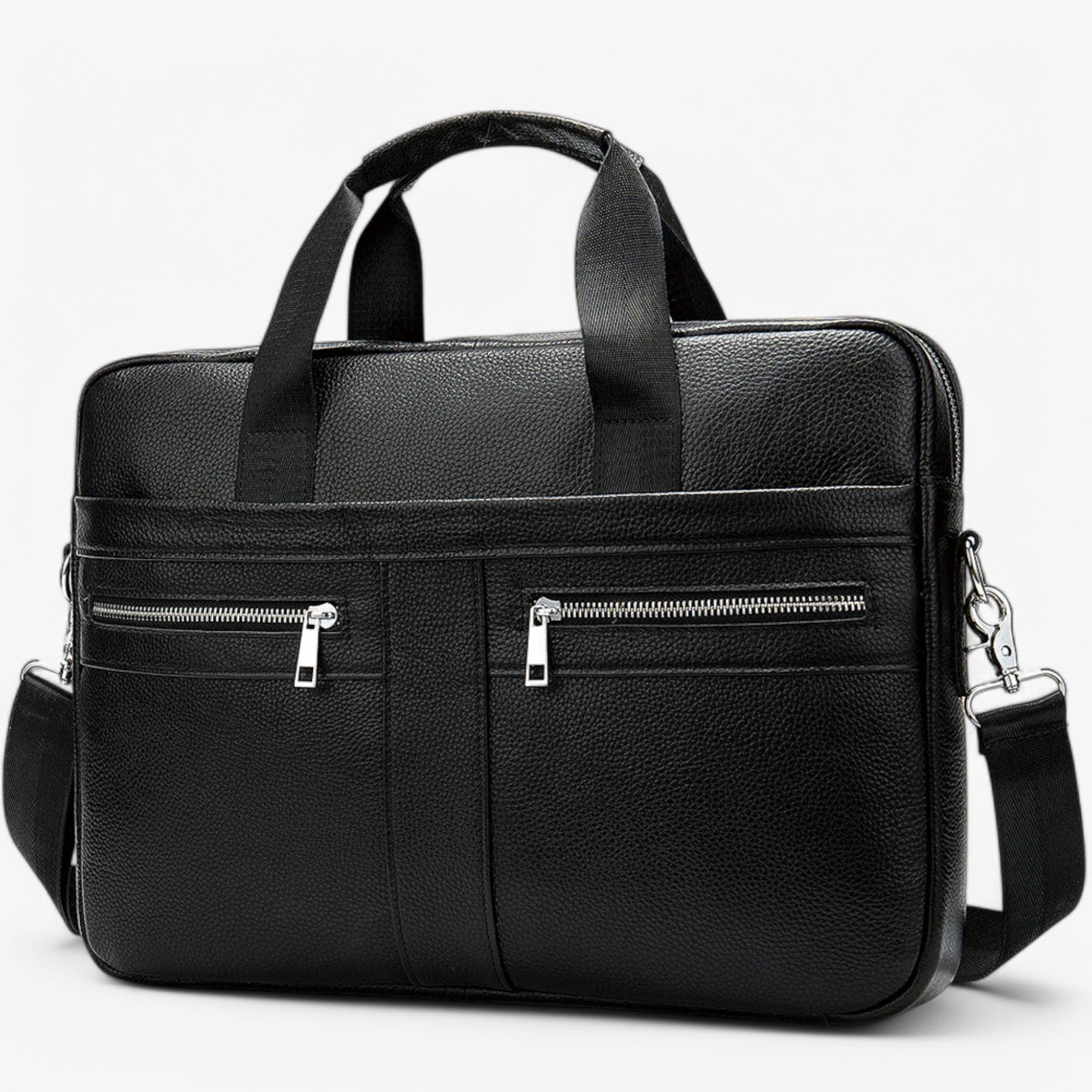 Borsa Uomo Nera in Vera Pelle Elegante a Tracolla/Mano, Lavoro/Casual - - bags borsa borsa vera Men's Fashion nera pelle uomo vera - Concept Palermo