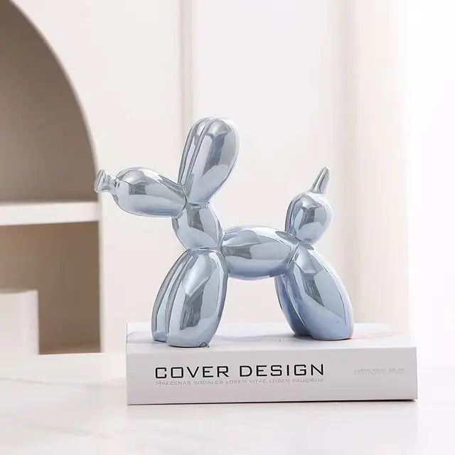 Scultura Cane Pallone PuffyPooch - Decorazione Moderna in Resina Lucida - Blu perla - cane home home & garden pallone puffypooch scultura - Concept Palermo