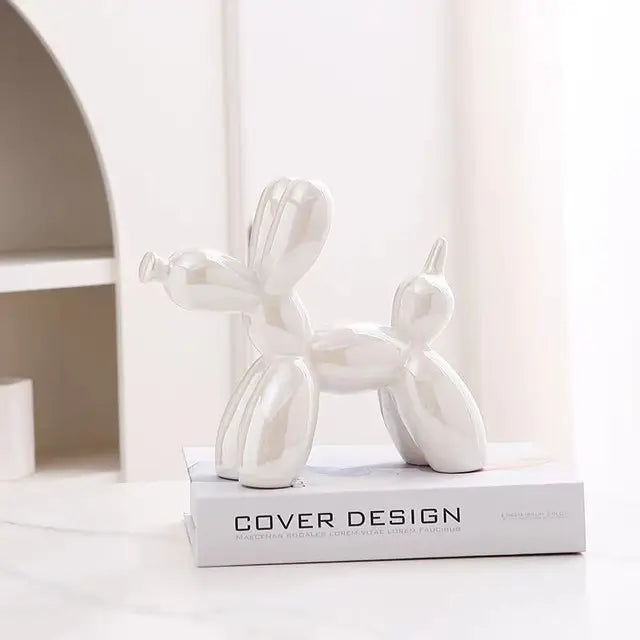 Scultura Cane Pallone PuffyPooch - Decorazione Moderna in Resina Lucida - Bianco - cane home home & garden pallone puffypooch scultura - Concept Palermo