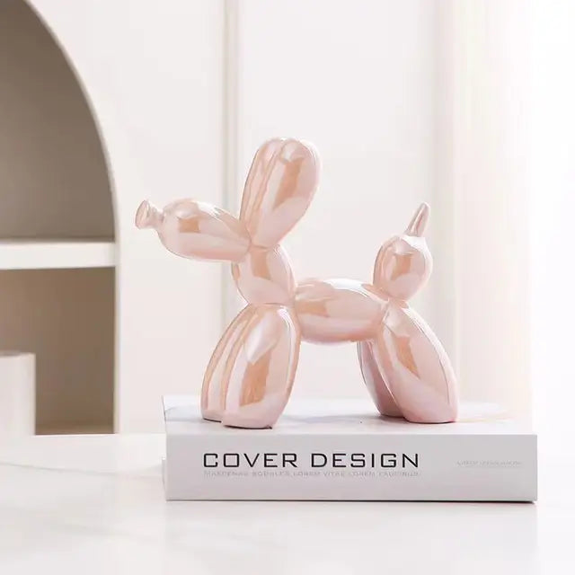 Scultura Cane Pallone PuffyPooch - Decorazione Moderna in Resina Lucida - Rosa - cane home home & garden pallone puffypooch scultura - Concept Palermo