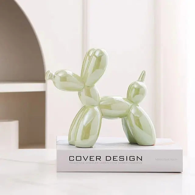 Scultura Cane Pallone PuffyPooch - Decorazione Moderna in Resina Lucida - Verde - cane home home & garden pallone puffypooch scultura - Concept Palermo
