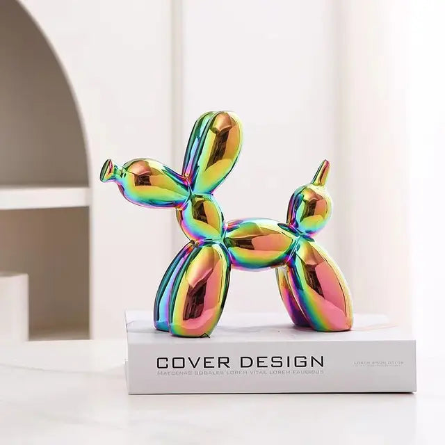 Scultura Cane Pallone PuffyPooch - Decorazione Moderna in Resina Lucida - Multicolore - cane home home & garden pallone puffypooch scultura - Concept Palermo
