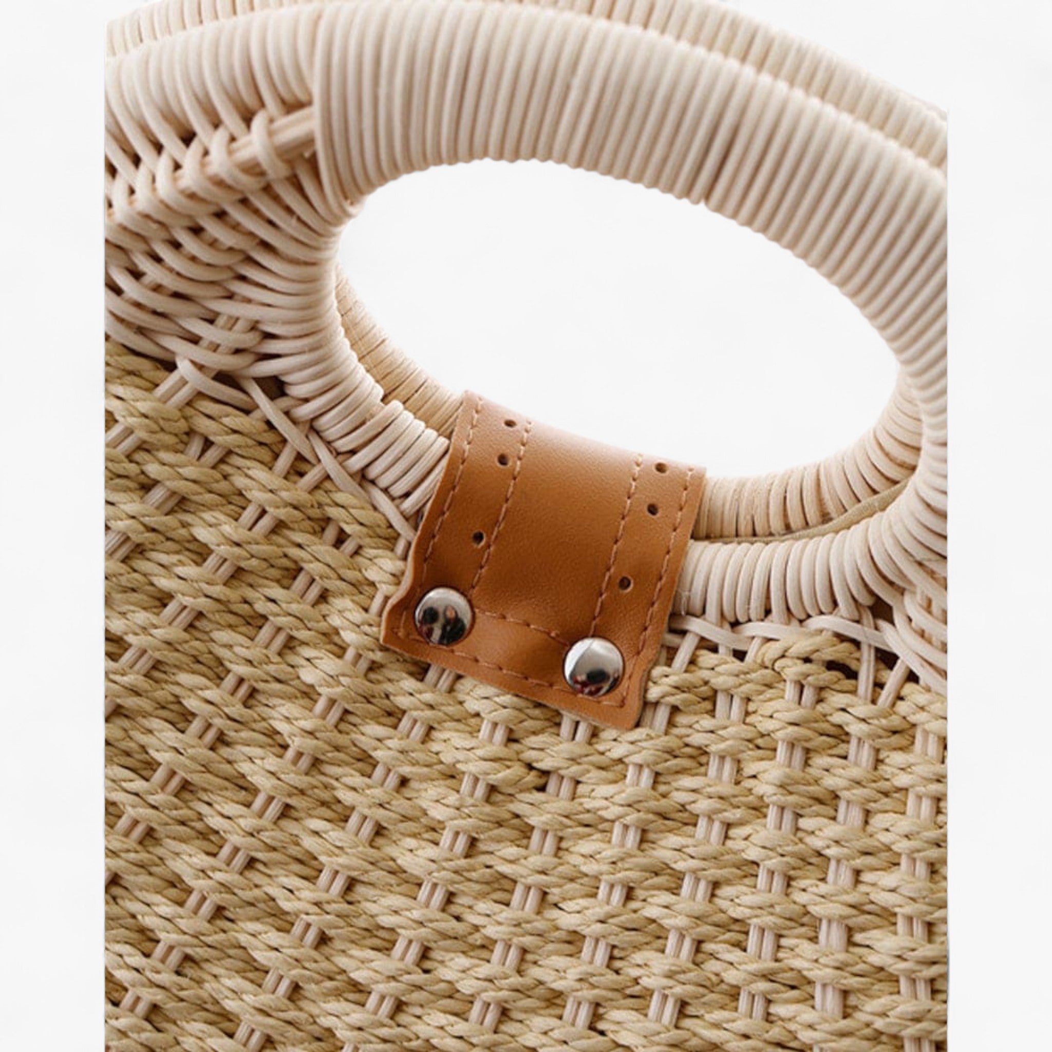 Borsa a Tracolla Donna in Rattan Naturale, Elegante Borsa Estiva da Spiaggia con Chiusura Sicura - - Bags borsa borsa rattan donna handbags rattan rattan bags Tassen women bags Women's handbags - Concept Palermo