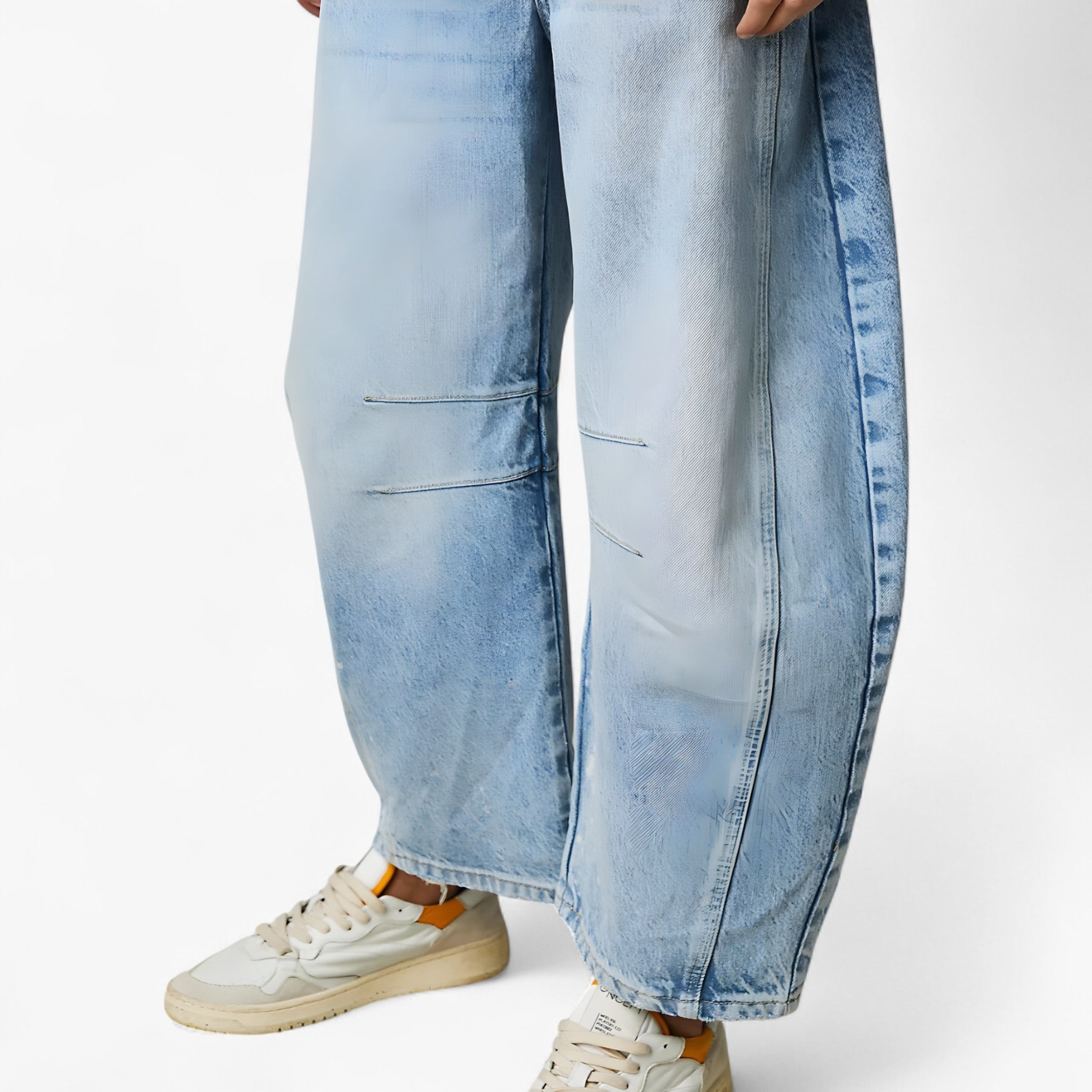 Jeans a Gamba Larga da Donna in Denim Blu Vita Alta - - gamba Jean jeans jeans gamba larga pants - Concept Palermo