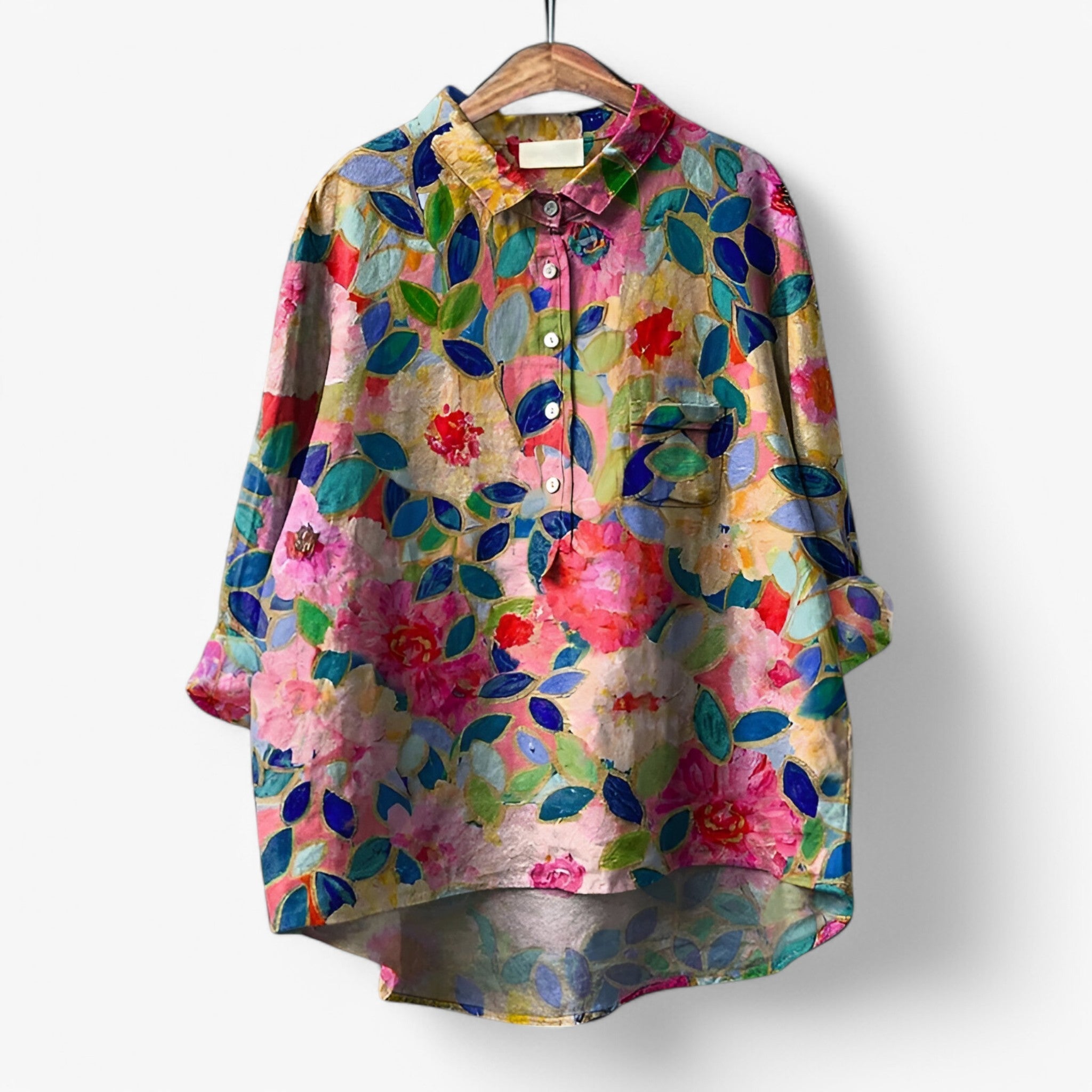 Camicia Donna con Stampa Grafica Accattivante - Elegante e Moderna - Arte Floreale - accattivante camicia camicia con stampa grafica camicia donna camicia moderna camicia stampa donna grafica look da ufficio moda donna stampa women's top clothes - Concept Palermo