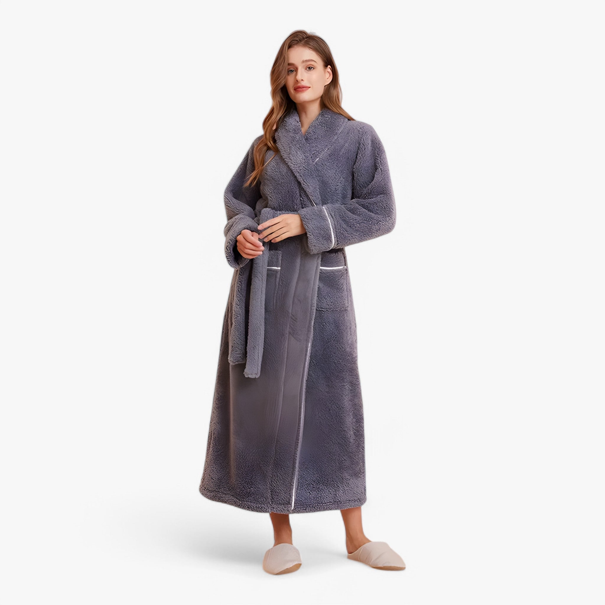 Accappatoio Uomo/Donna in Spugna di Cotone Morbido con Cappuccio, Taglie S-XL - Donna grigio scuro - accappatoio Home Decor robes - Concept Palermo