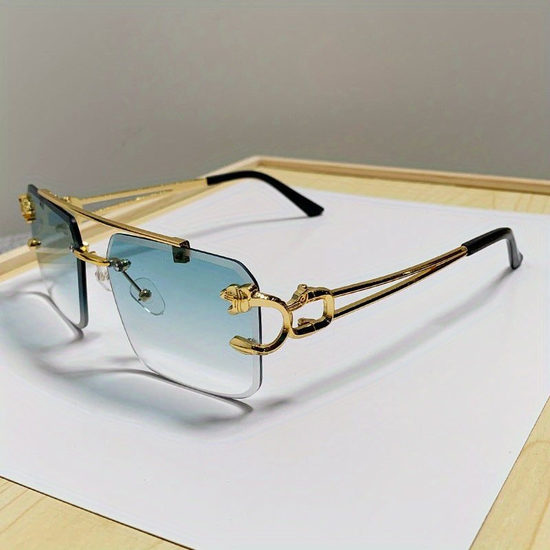 Occhiali da Sole Uomo Quadrati Oro Senza Montatura, Eleganti e alla Moda - Verde - alla Fashion Sunglasses moda montatura occhiali paio paio occhiali quadrati sole Sunglasses - Concept Palermo