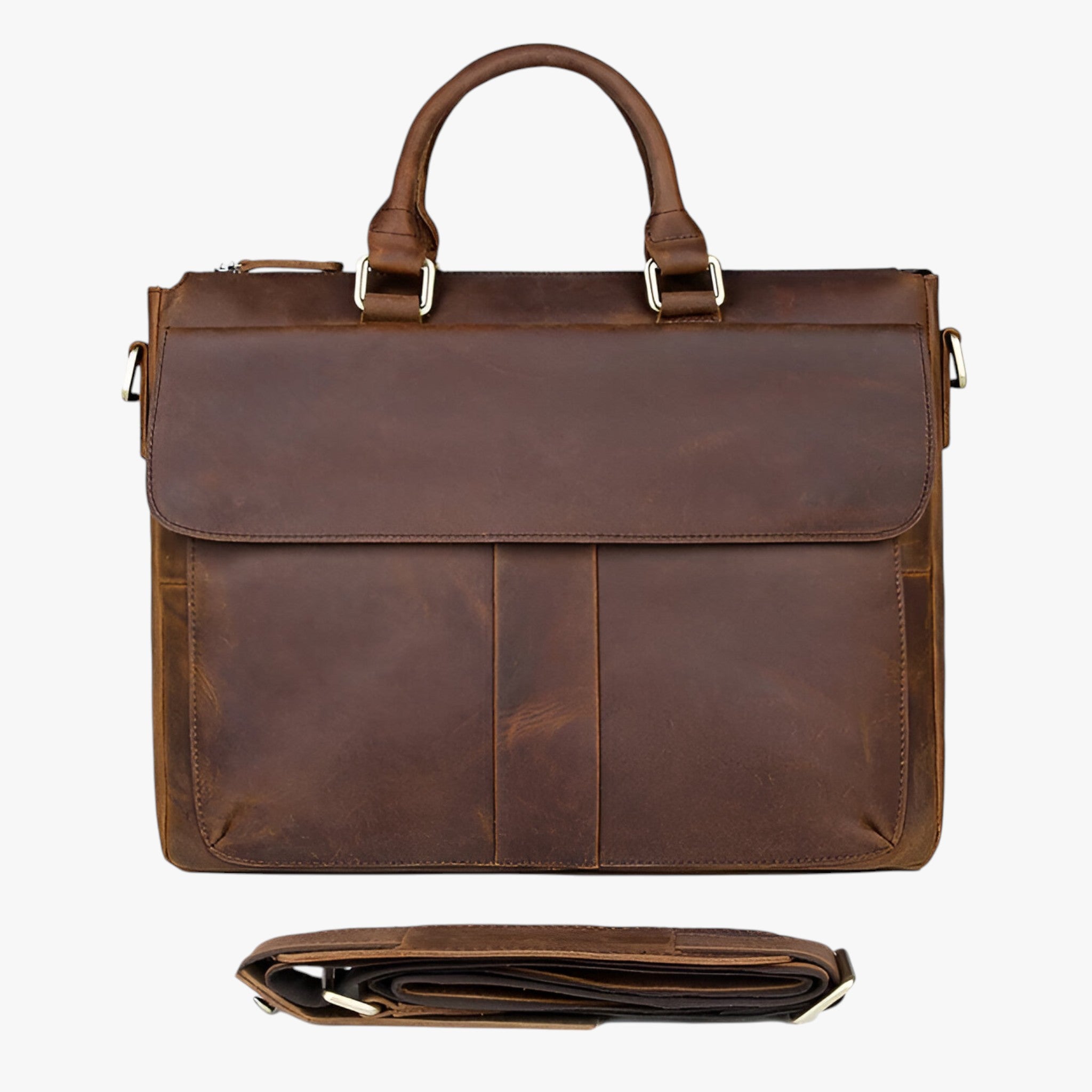 Borsa Laptop 15.6" in Vera Pelle Marrone, Tracolla Regolabile Unisex per Lavoro e Viaggio - Marrone - accessoires bags borsa borsa laptop laptop pelle tassen tracolla - Concept Palermo