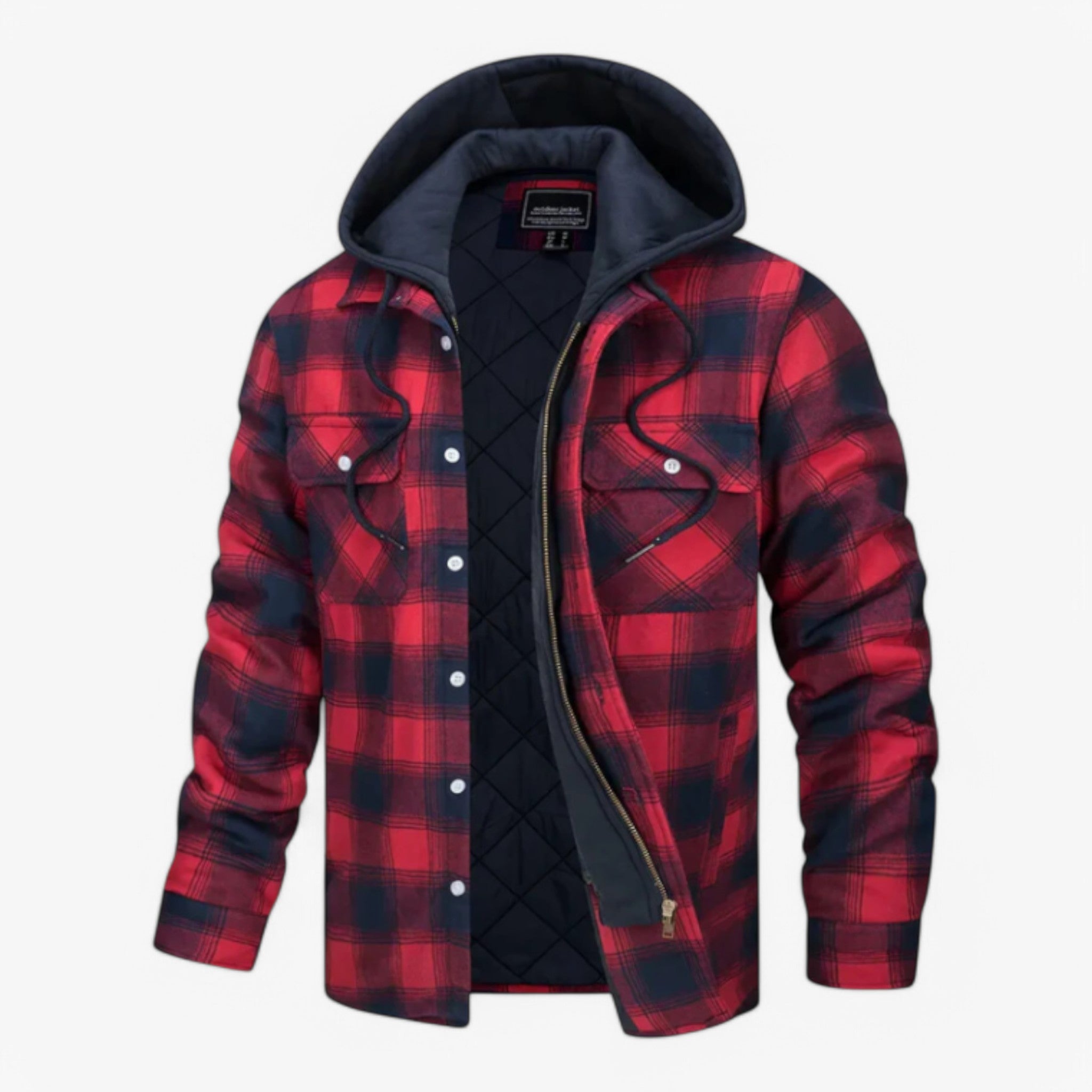 Flanella a Righe con Cappuccio Uomo - Rosso - cappuccio flanella flanella righe men's coats & jackets righe uomo - Concept Palermo