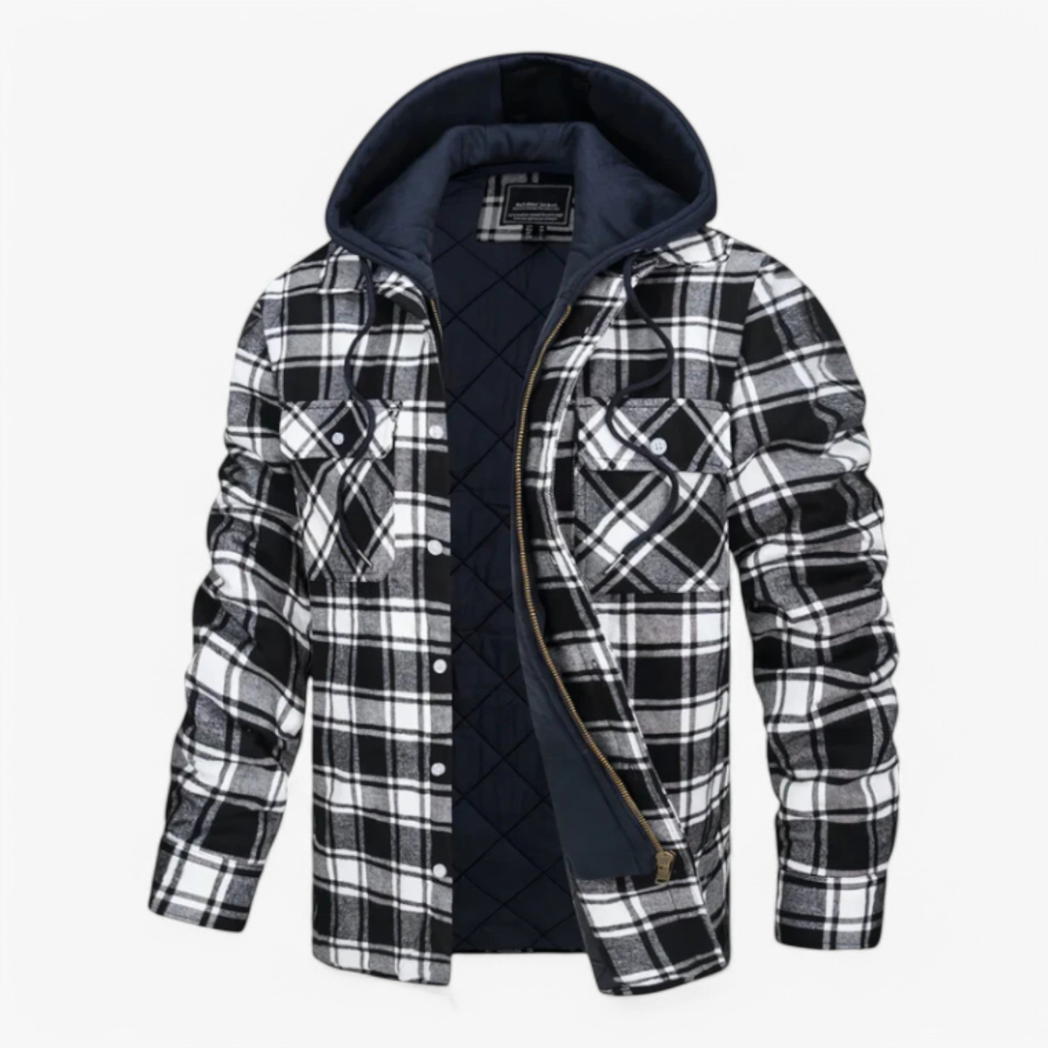 Flanella a Righe con Cappuccio Uomo - Nero - cappuccio flanella flanella righe men's coats & jackets righe uomo - Concept Palermo