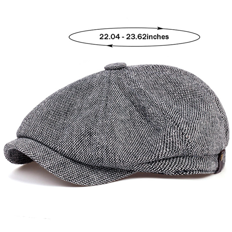 Cappellino retrò con otto pannelli in tessuto tweed a spina di pesce, berretto casual a righe Lino Uomo - - berretto cappellino cappellino retr caps casual hats lino men's hat otto pannelli - Concept Palermo
