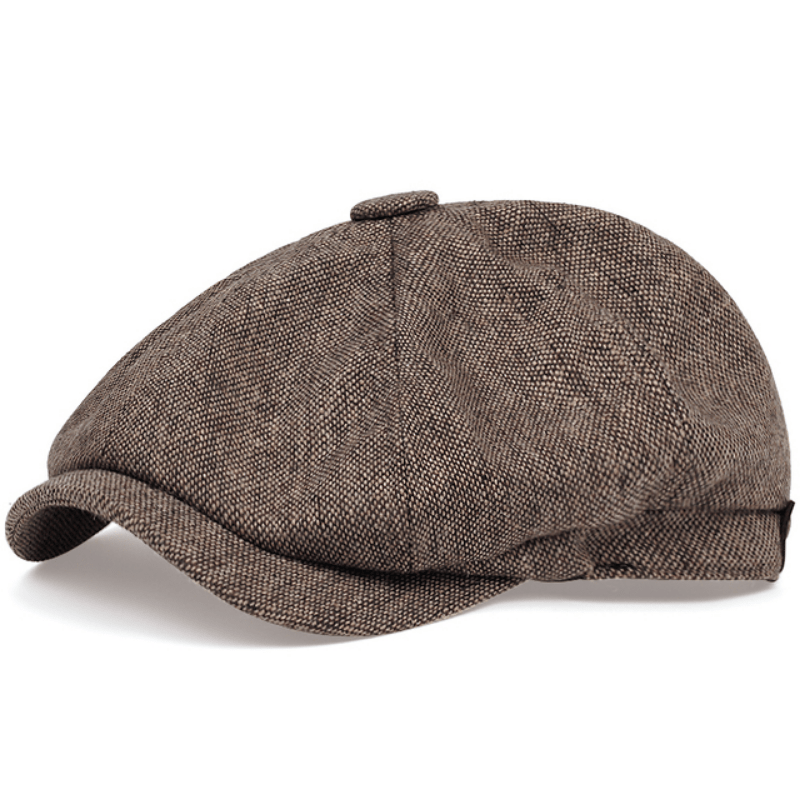 Cappellino retrò con otto pannelli in tessuto tweed a spina di pesce, berretto casual a righe Lino Uomo - Marrone - berretto cappellino cappellino retr caps casual hats lino men's hat otto pannelli - Concept Palermo