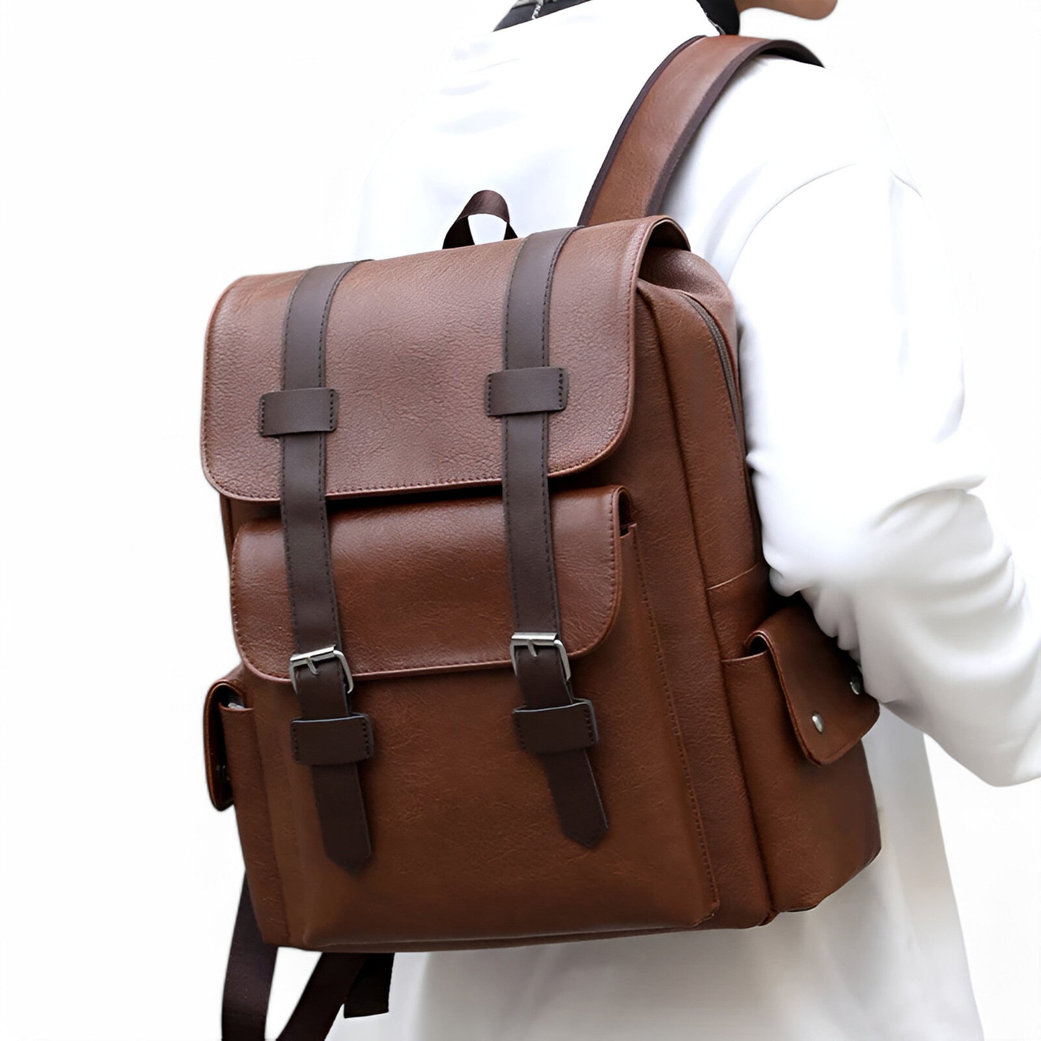 Zaino Uomo in Vera Pelle Nero Elegante per Lavoro o Viaggio - - accessoires bags pelle tassen uomo zaino zaino pelle - Concept Palermo