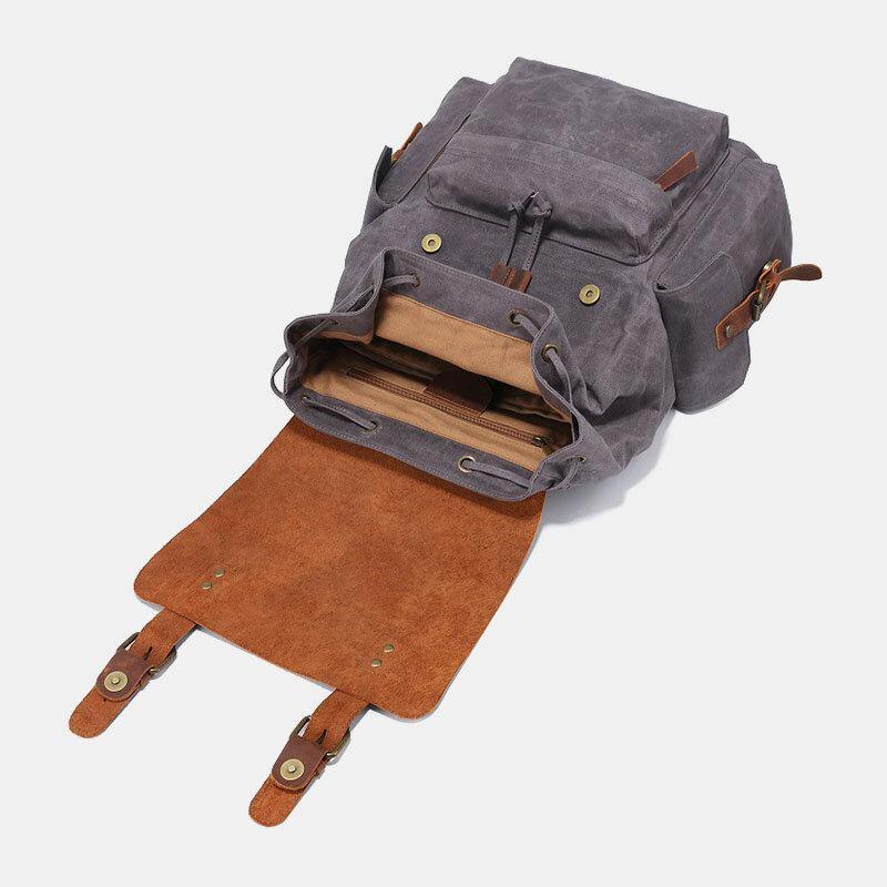 Zaino per laptop RetroRider in tela e pelle - - Backpacks bags laptop pelle retrorider tela zaino zaino laptop - Concept Palermo