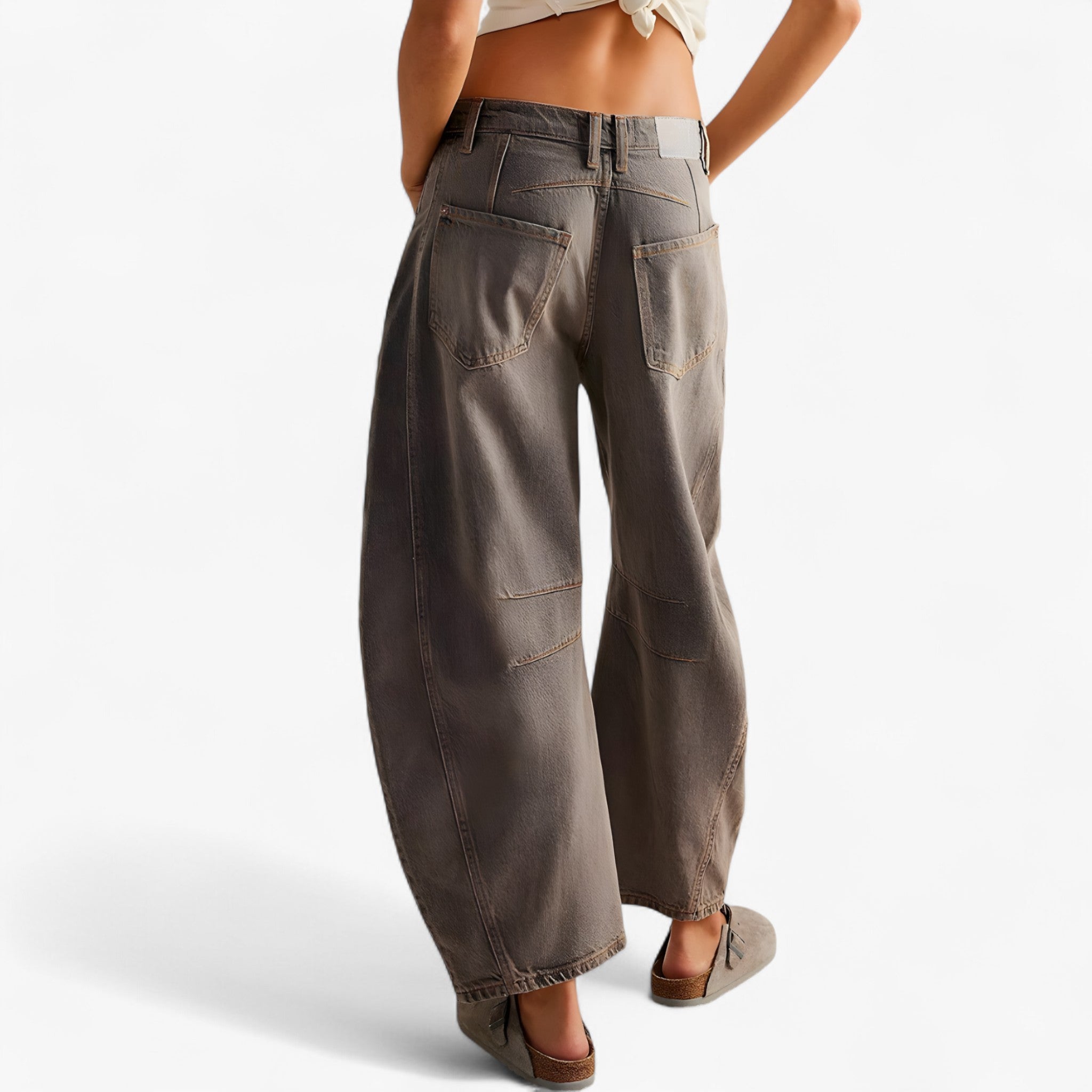 Jeans a Gamba Larga da Donna in Denim Blu Vita Alta - - gamba Jean jeans jeans gamba larga pants - Concept Palermo