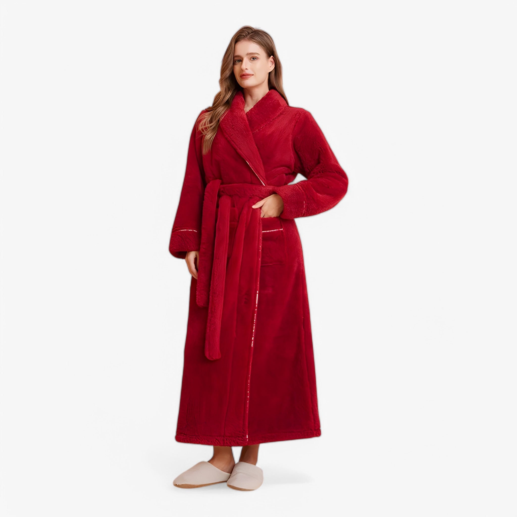 Accappatoio Uomo/Donna in Spugna di Cotone Morbido con Cappuccio, Taglie S-XL - Cremisi femmina - accappatoio Home Decor robes - Concept Palermo
