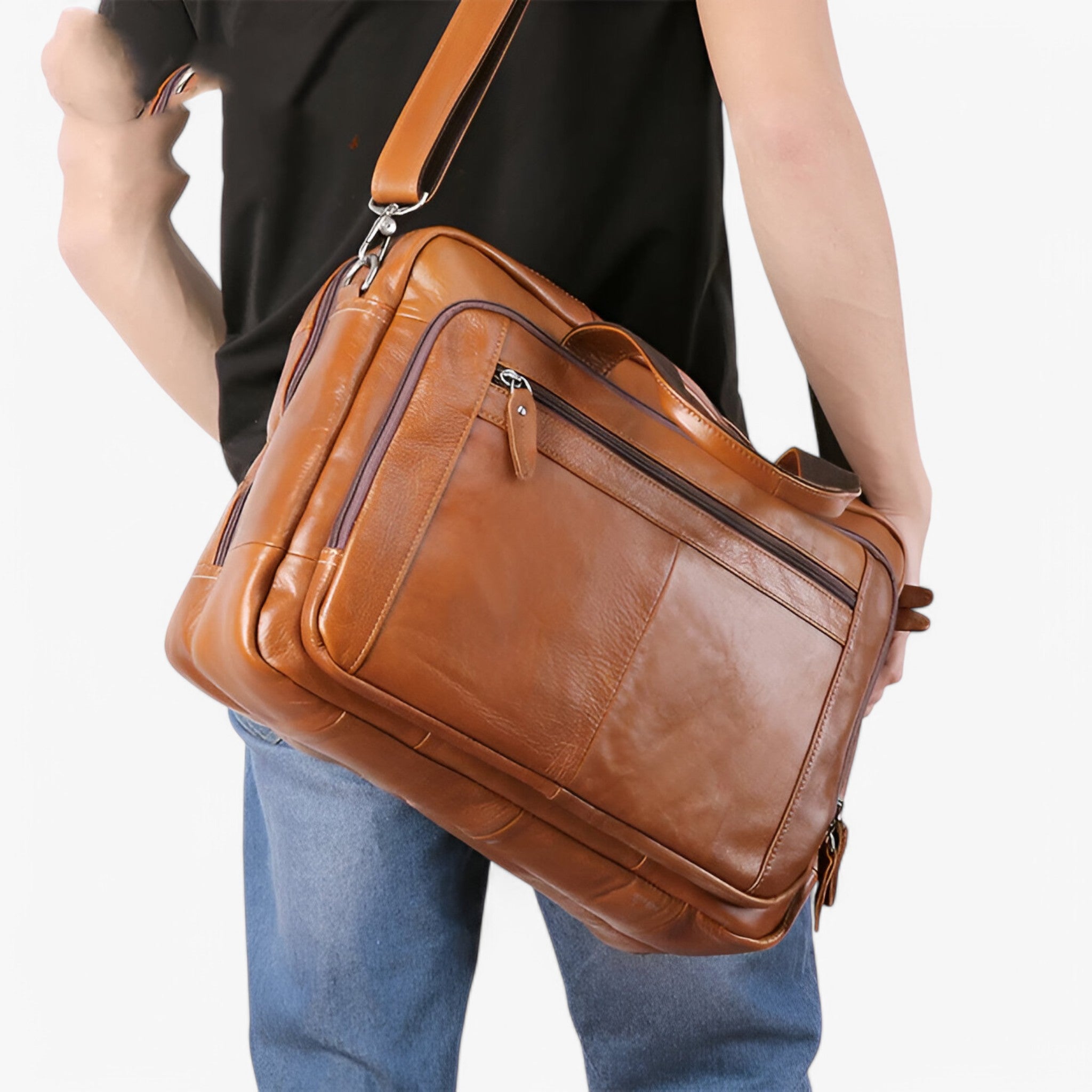 Borsa per Laptop in Pelle con Tracolla Uomo - - accessoires bags borsa borsa laptop laptop pelle tassen tracolla uomo - Concept Palermo