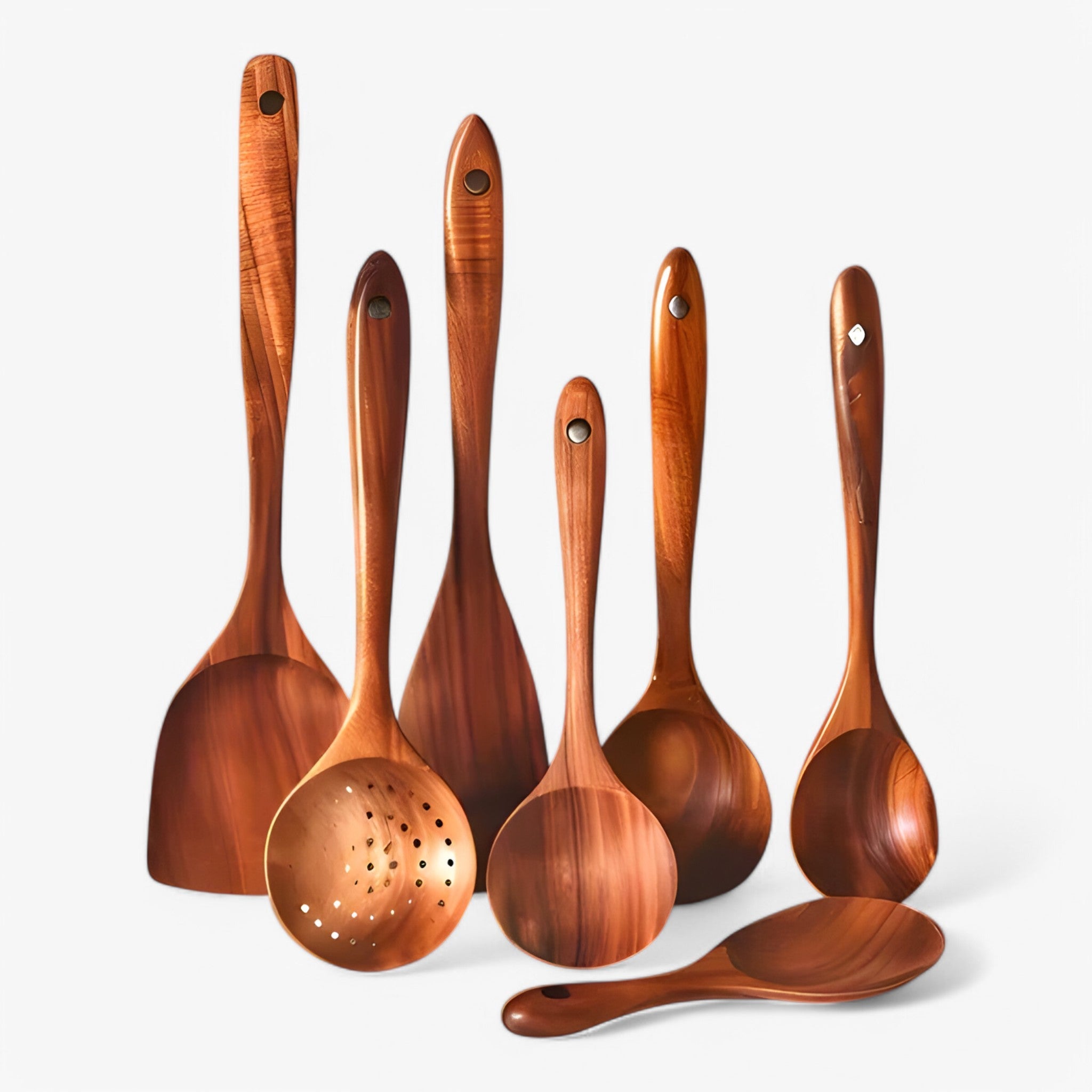 Set Utensili da Cucina in Teak Naturale 5 Pezzi - Spatola, Mestolo, Cucchiaio - - cucina cucina legno home & garden Kitchen Utensils legno teak uomo - Concept Palermo