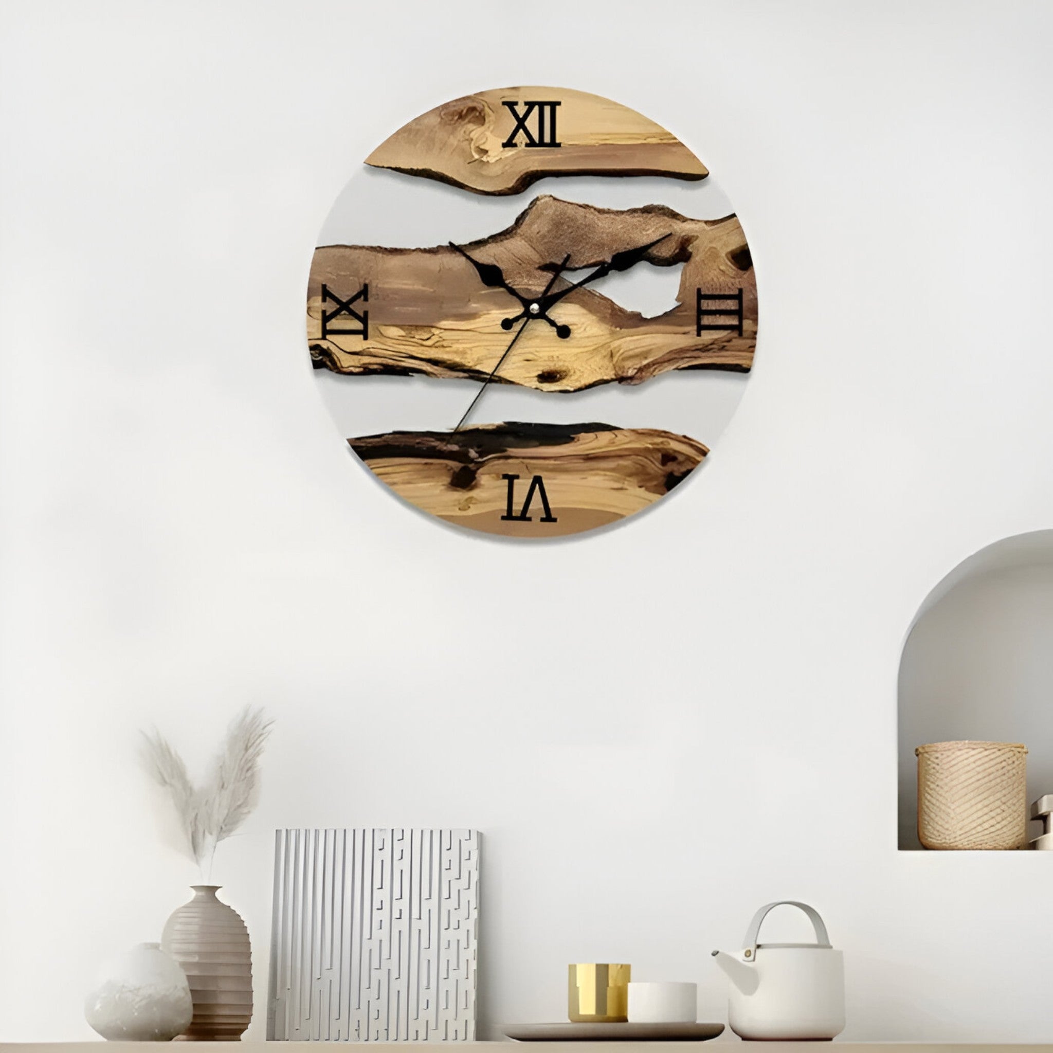 Orologio da parete minimalista in legno per uomo, ideale per arredare il soggiorno o l'ufficio - - accenti legno minimalista orologio orologio parete P277 parete uomo wall clock wall clocks - Concept Palermo
