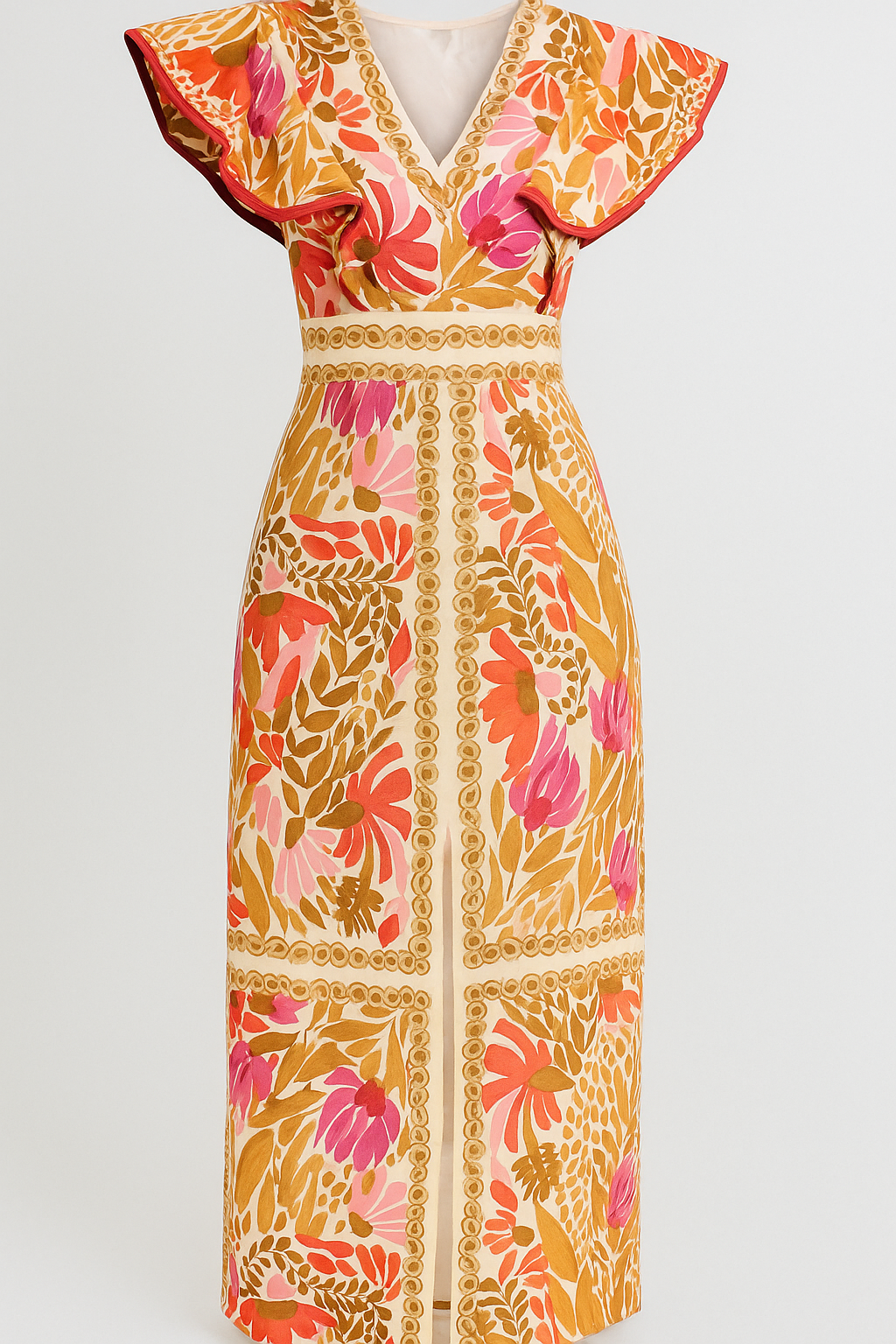 Maxi abito floreale con maniche a volant Donna - Rosso - +5 abito abito floreale ava | maxi abito floreale con maniche a volant - €25 donna DRESS Dresses female dress floreale GOOD maniche Maxi Dresses OLD Summer/Dresses volant - Concept Palermo