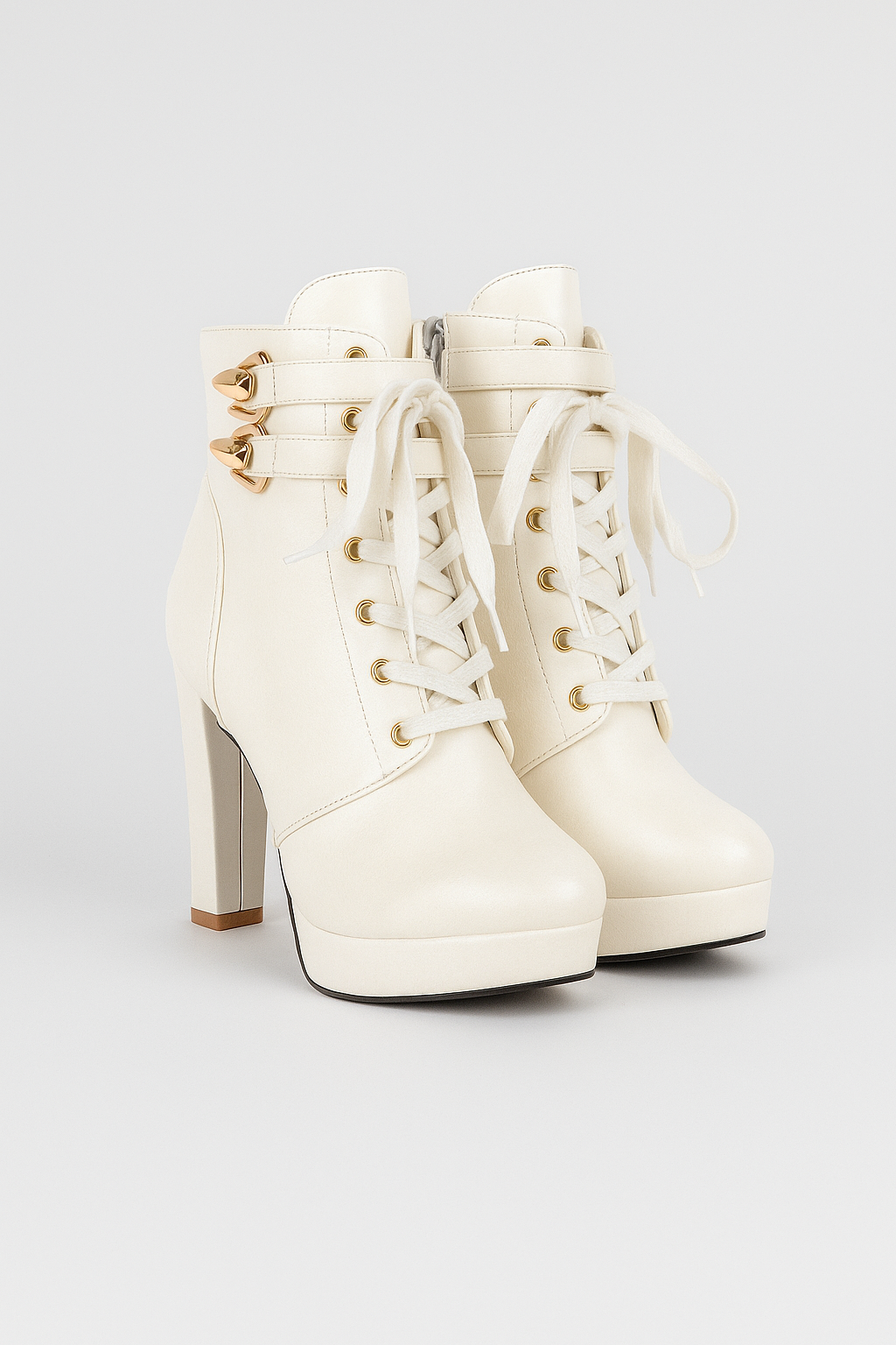 Stivaletti alla Caviglia con Tacco Alto e Dettagli in Metallo - Bianco - alla BOOTS Boots & Shoes caviglia dettagli metallo shoes stivaletti stivaletti alla tacco - Concept Palermo