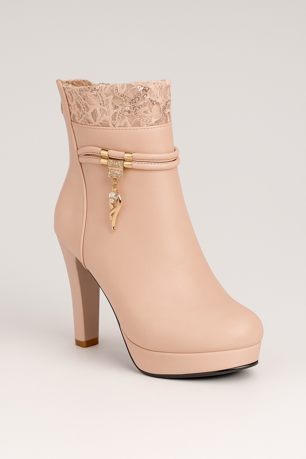 Stivaletti con Tacco Alto e Dettagli in Lacci e Charm Donna - Rosa - BOOTS Boots & Shoes charm dettagli donna lacci shoes shoes for women Shoes women stivaletti stivaletti tacco tacco womens shoes - Concept Palermo