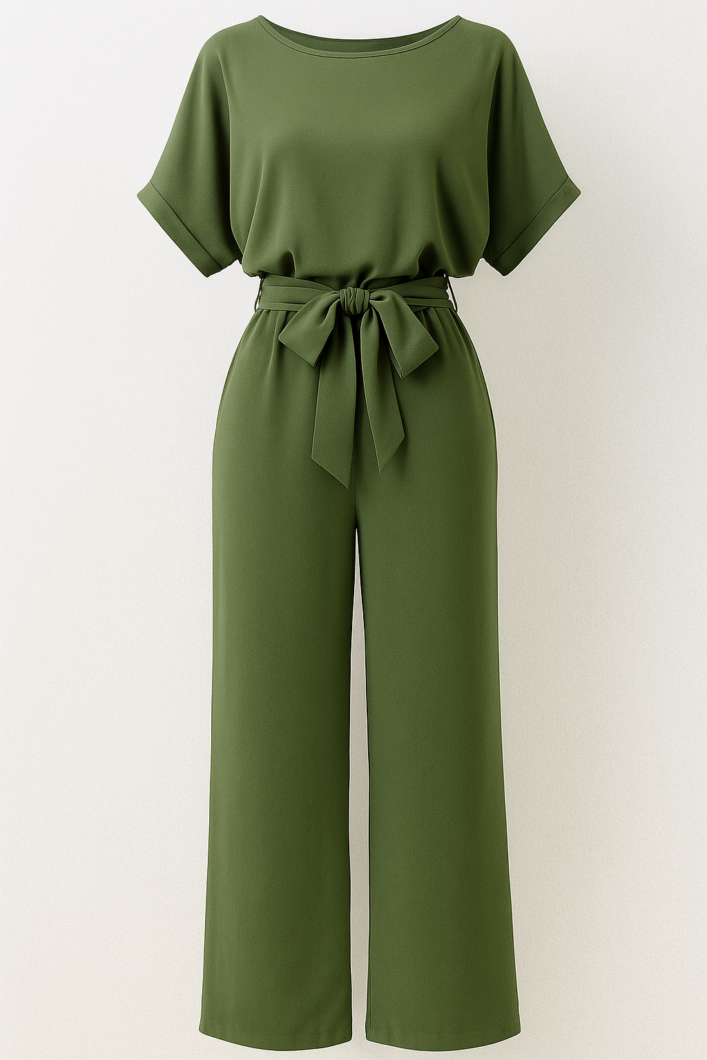 Tuta con Cintura a Fiocco e Maniche Corte - Verde - 12/28/2024 cintura corte fiocco jumpsuit maniche one-pieces Summer/Jumpsuit tuta tuta cintura - Concept Palermo
