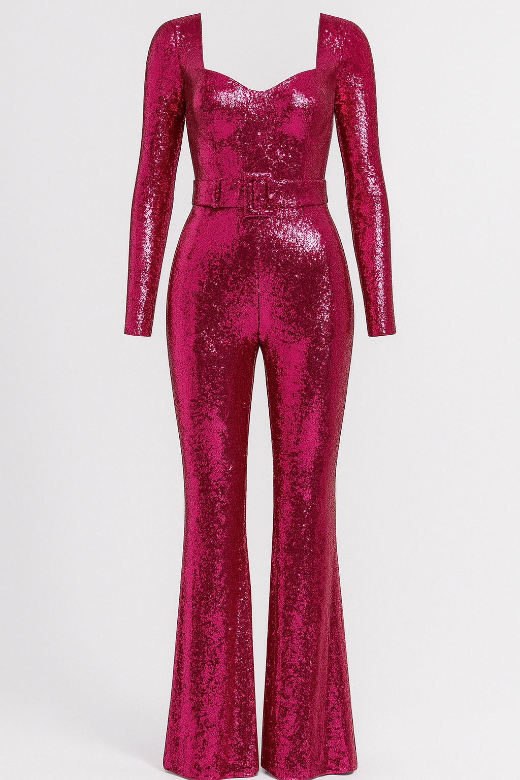 Tuta Luminosa con Paillettes e Maniche Lunghe - Rosa caldo - 12/28/2024 jumpsuit luminosa lunghe maniche one-pieces paillettes Summer/Jumpsuit tuta tuta luminosa - Concept Palermo