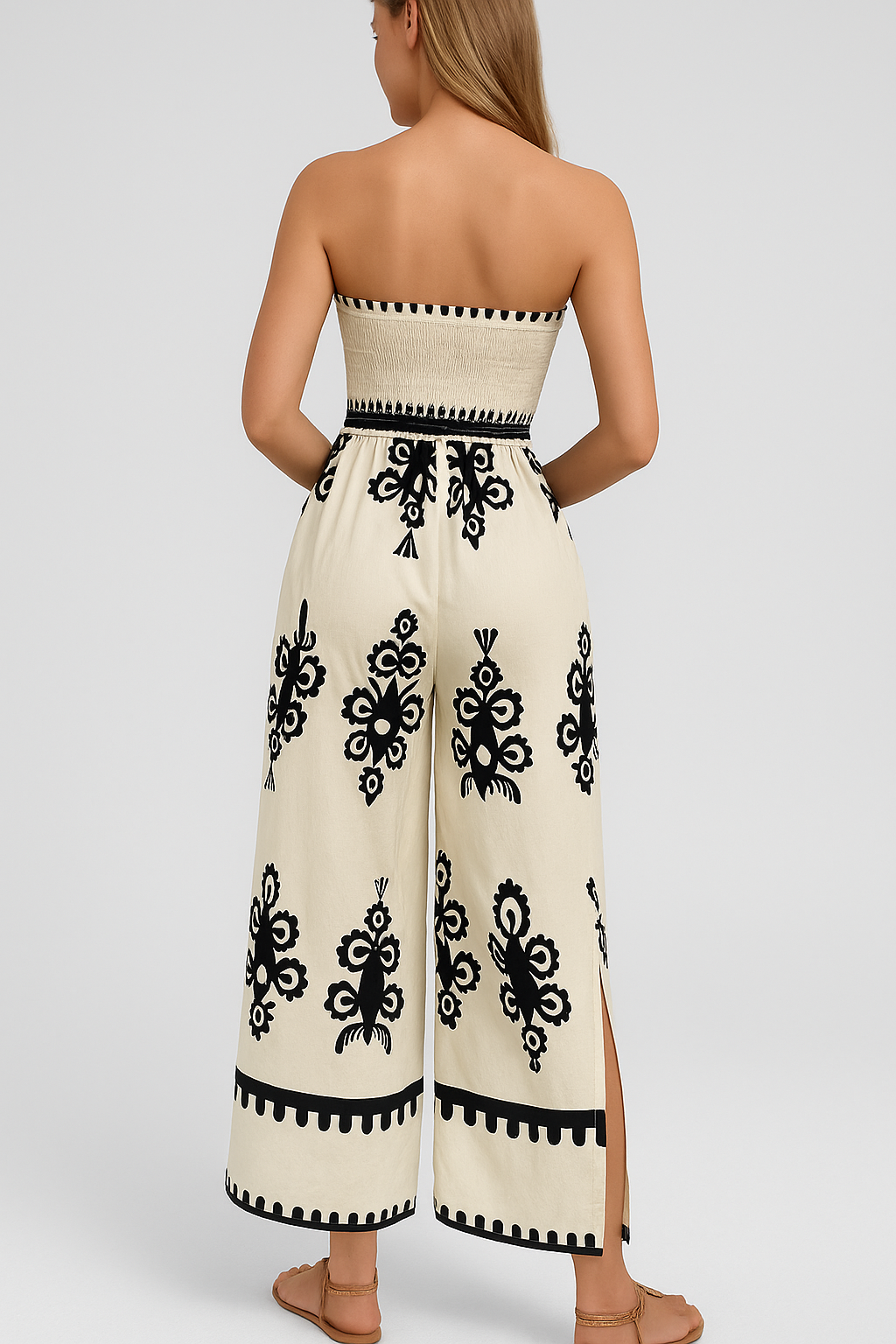 Tuta Estiva Ricamata con Fascia Elasticizzata e Spacco Laterale - - elasticizzata estiva fascia jumpsuit jumpsuit estivo laterale one-pieces ricamata spacco Summer/Jumpsuit tuta - Concept Palermo