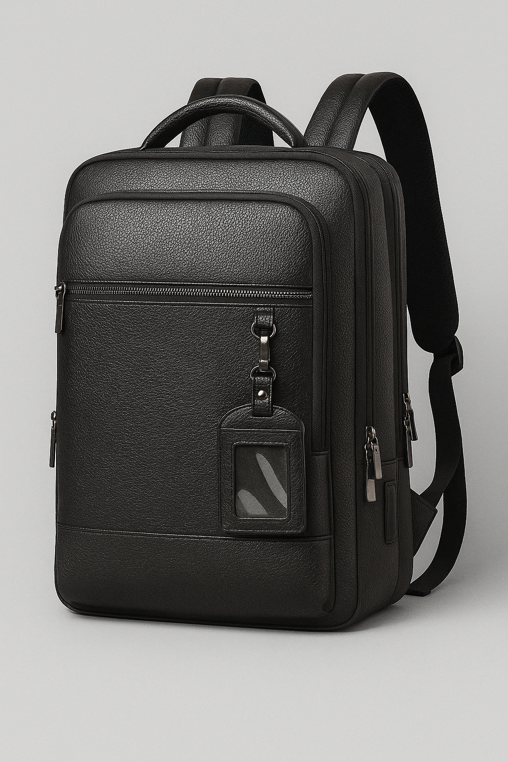 Zaino in pelle con USB Pelle - Nero-a
