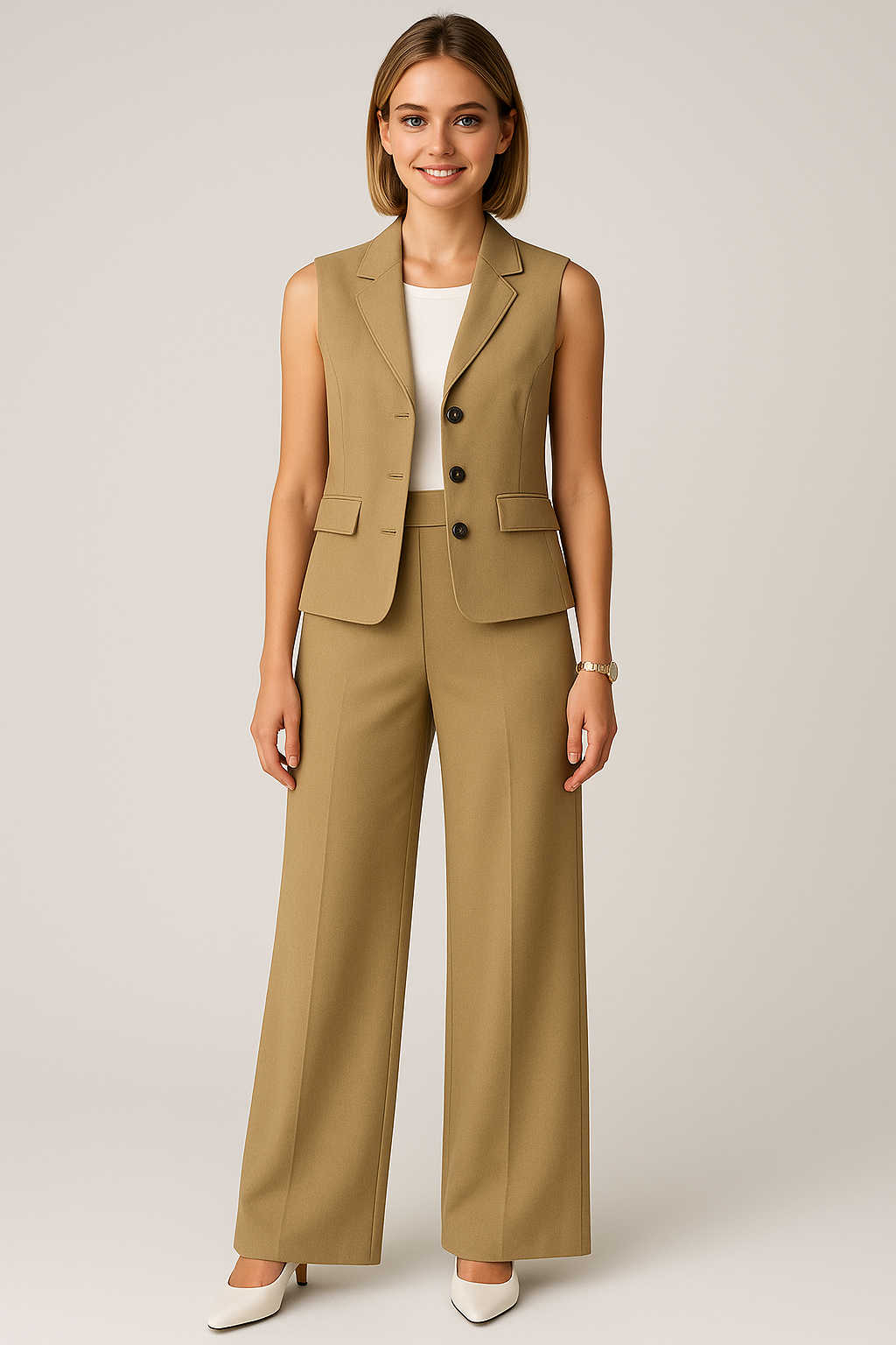 Completo Donna con Gilet Senza Maniche e Pantaloni a Gamba Larga - - Complete Outfit completo completo donna donna dress outfit gamba gilet larga maniche outfit set outfit sets - Concept Palermo