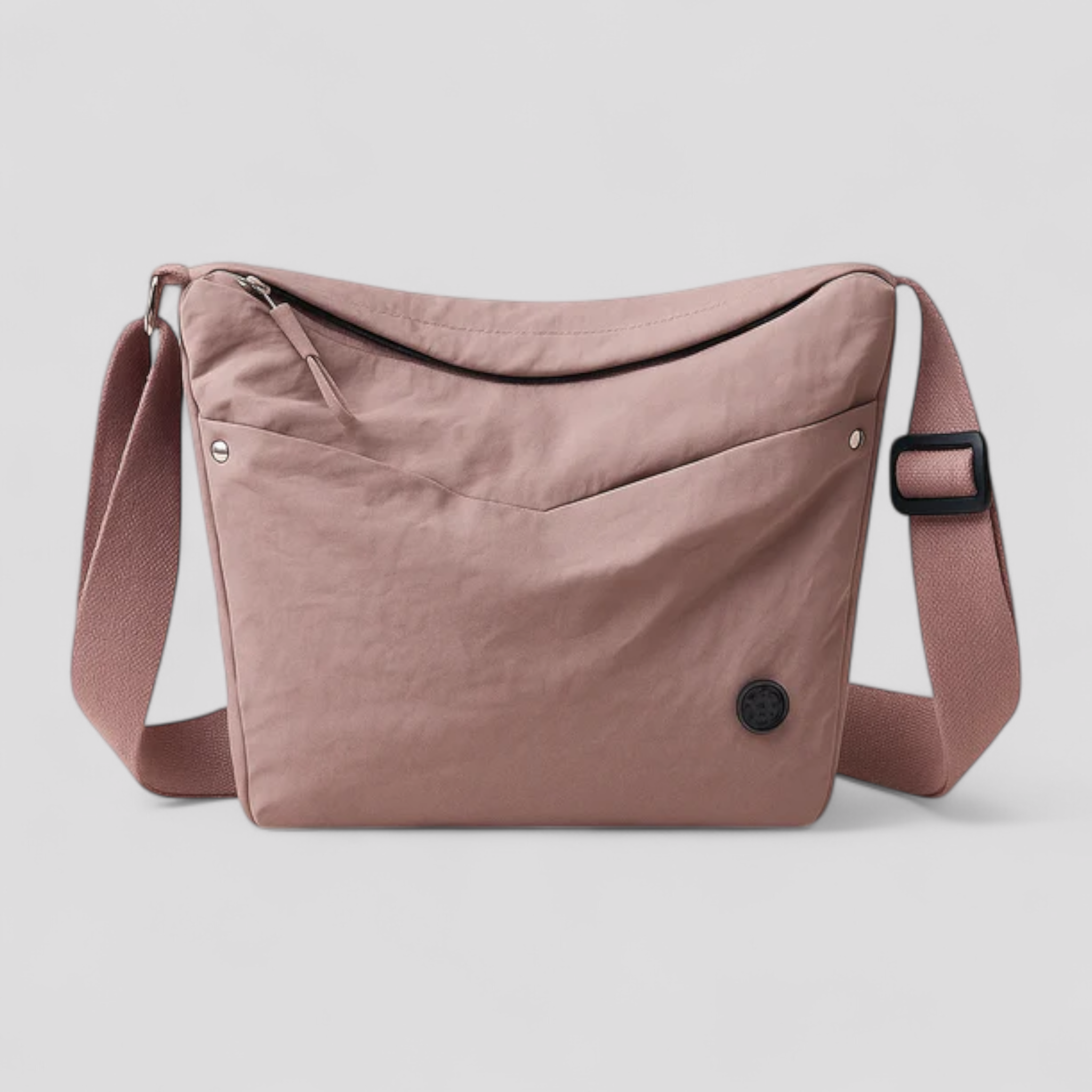 Borsa a Tracolla Donna Grande Nera in Nylon Impermeabile Elegante con Zip e Tasche - Porpora - bag Bags borsa borsa tracolla capiente donna fashion impermeabile nylon Shoulder Bags women bags - Concept Palermo