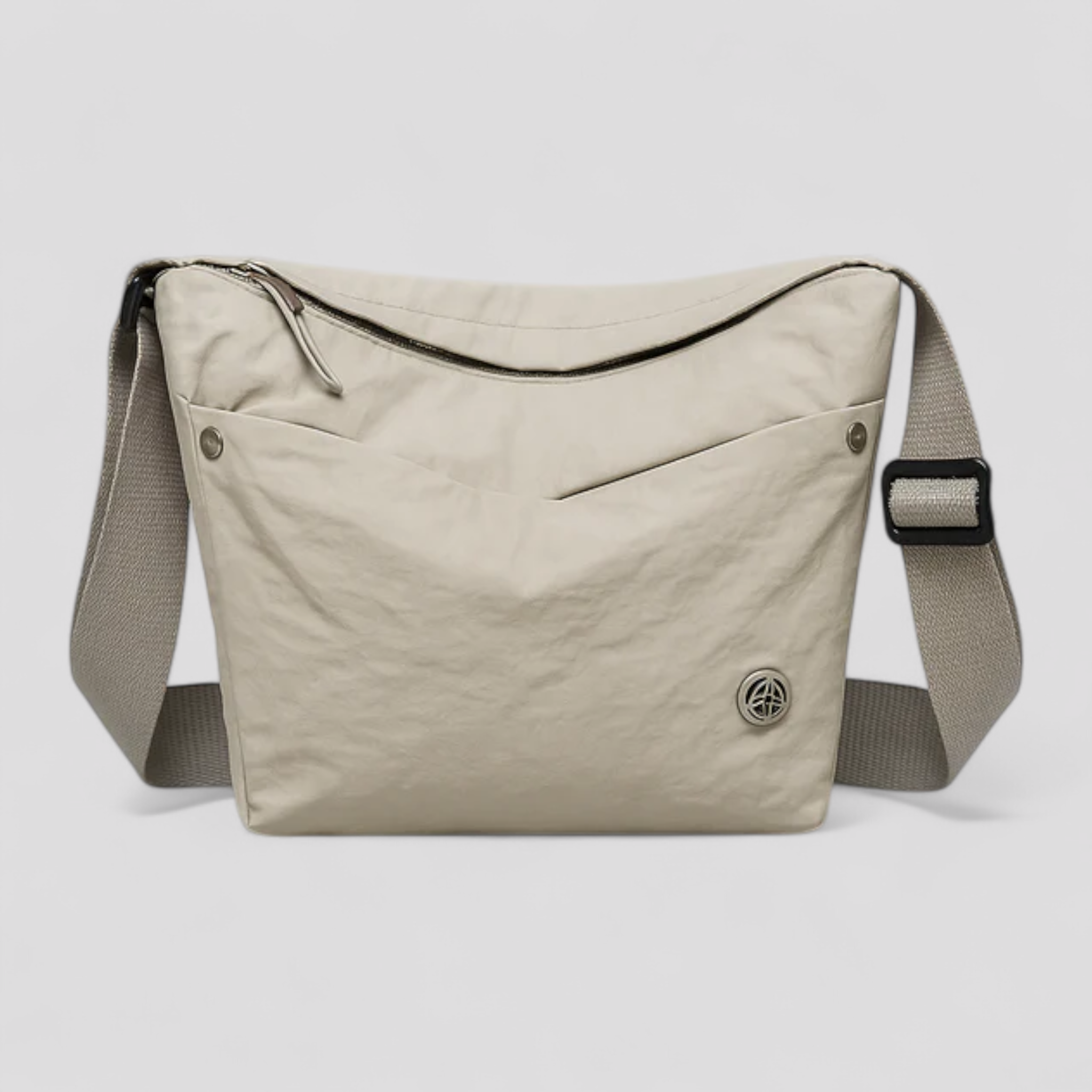 Borsa a Tracolla Donna Grande Nera in Nylon Impermeabile Elegante con Zip e Tasche - Bianco - bag Bags borsa borsa tracolla capiente donna fashion impermeabile nylon Shoulder Bags women bags - Concept Palermo
