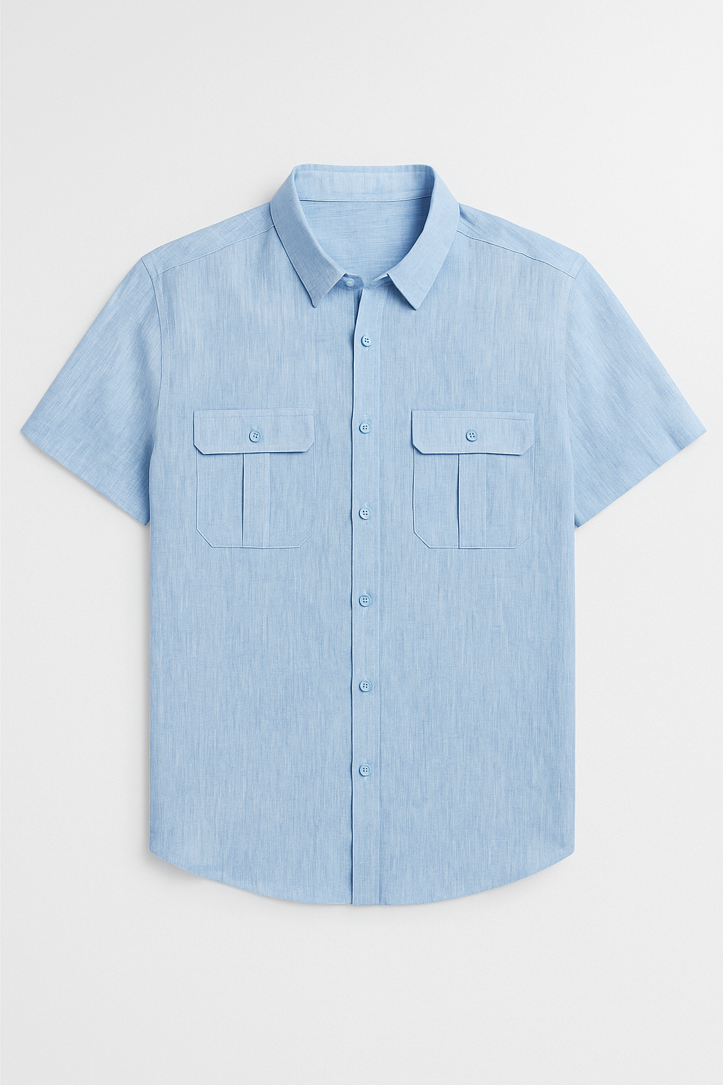 Camicia estiva da uomo in lino con maniche corte e tasche anteriori - Blu - anteriori camicia camicia estiva corte estiva lino maniche men's polo shirt men's top clothes shirts & polos Shirts und Polos - Concept Palermo