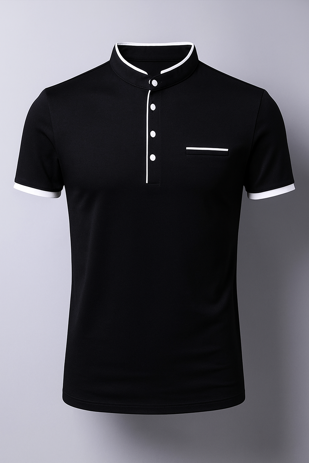 Polo Uomo Slim Fit in Cotone con Colletto alla Coreana - Tanti Colori e Taglie Disponibili - Nero - alla colletto coreana men's polo men's polo shirt men's top clothes polo polo uomo shirts & polos Shirts und Polos slim uomo - Concept Palermo
