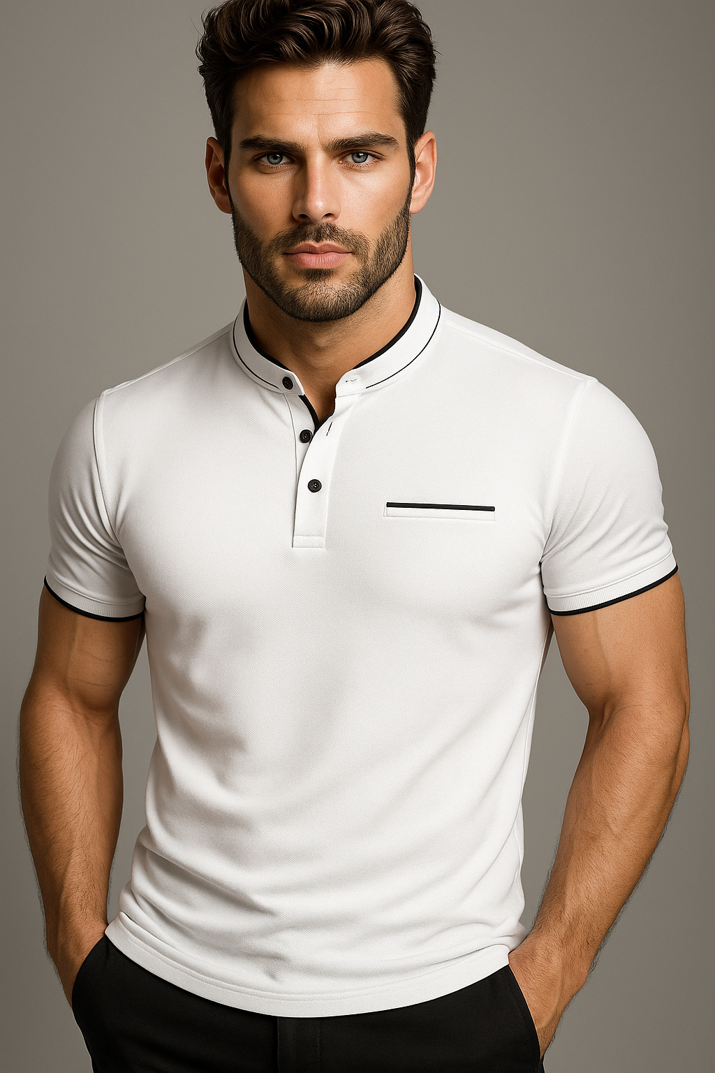 Polo Uomo Slim Fit in Cotone con Colletto alla Coreana - Tanti Colori e Taglie Disponibili - - alla colletto coreana men's polo men's polo shirt men's top clothes polo polo uomo shirts & polos Shirts und Polos slim uomo - Concept Palermo