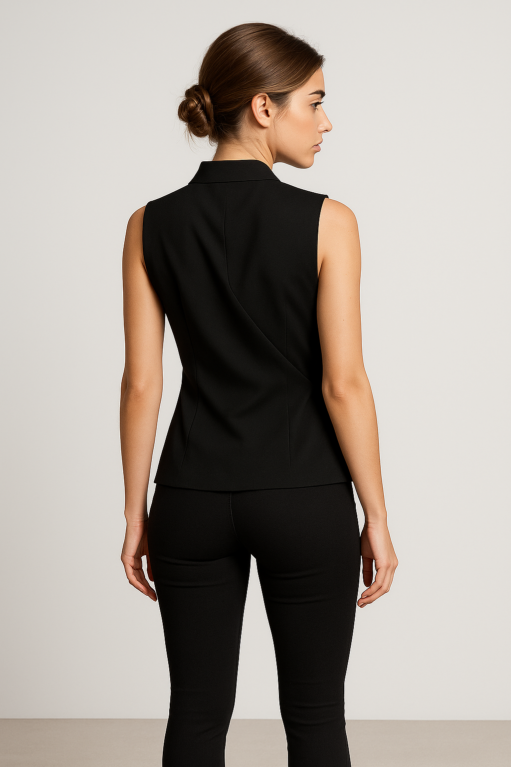 Blusa Donna Elegante Estiva Scollo V con Colletto, Senza Maniche, Casual Chic - - blusa blusa maniche colletto donna fashion Frauen Oberteil maniche scollo women's top clothes - Concept Palermo