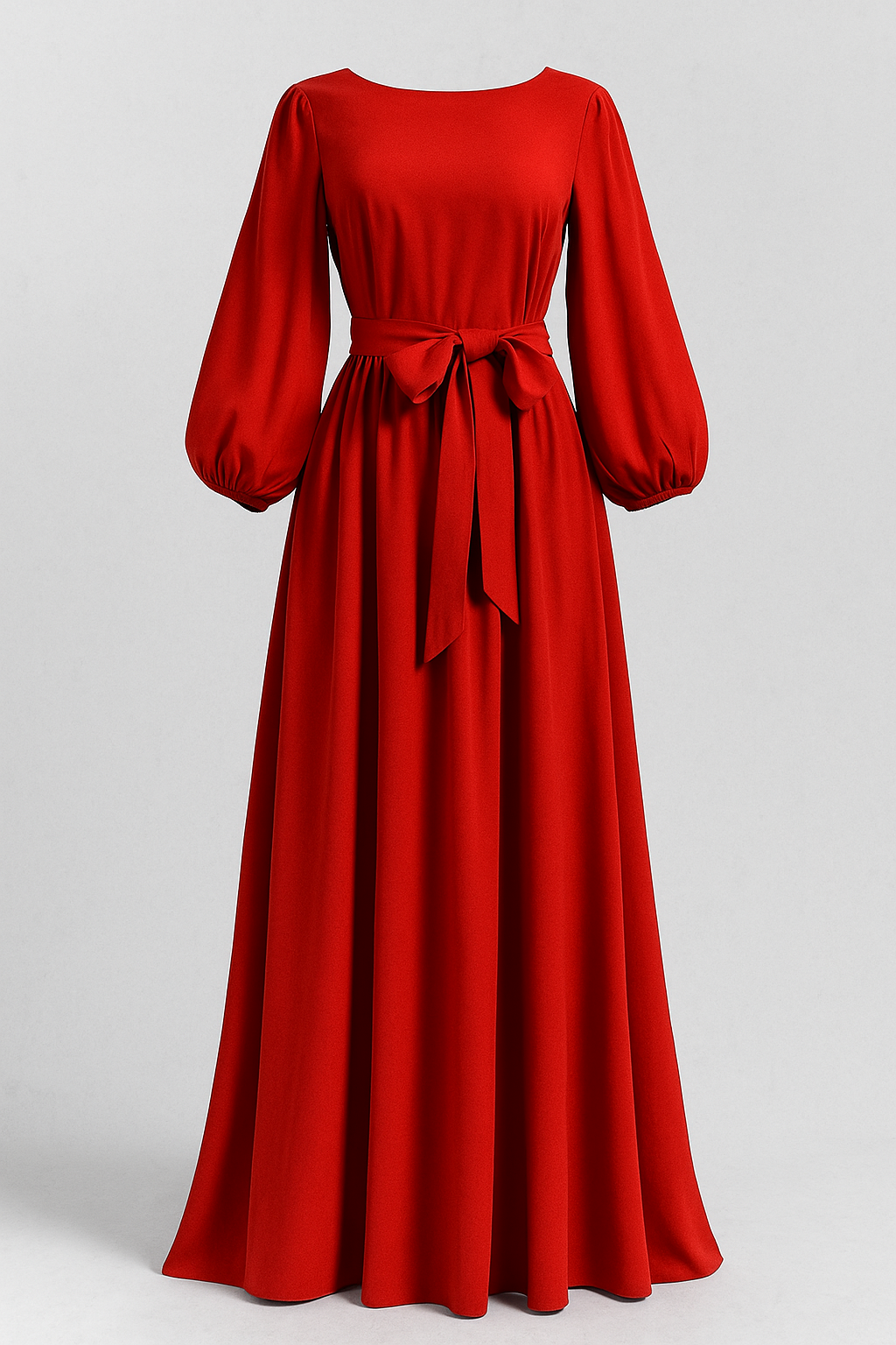Maxi Abito Donna Elegante con Cintura in Vita, Vestito Lungo Estivo - Rosso - abito abito cintura cintura donna dresses fashion Frauen Kleider langes Kleid - Concept Palermo
