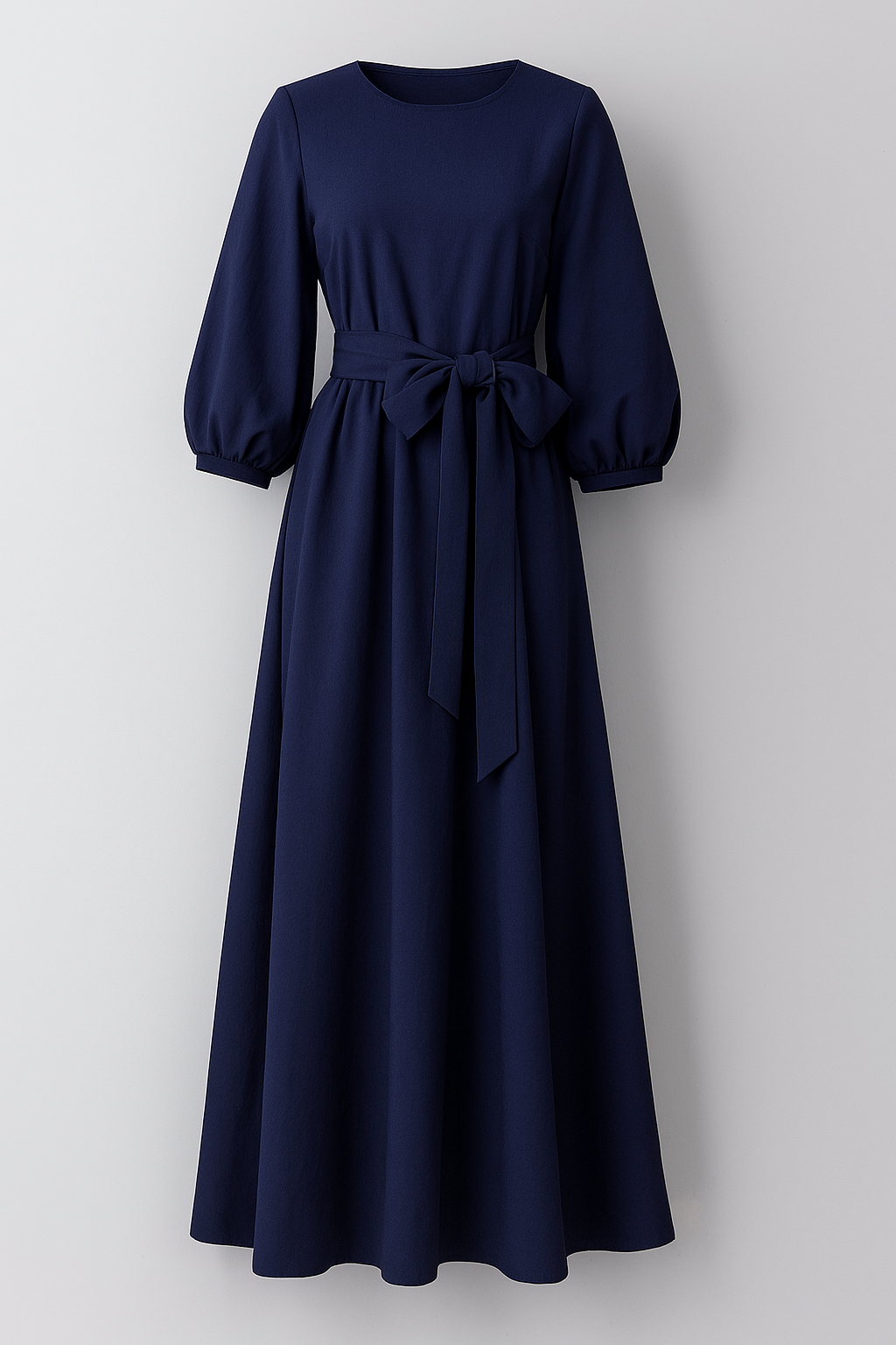 Maxi Abito Donna Elegante con Cintura in Vita, Vestito Lungo Estivo - Blu marino - abito abito cintura cintura donna dresses fashion Frauen Kleider langes Kleid - Concept Palermo