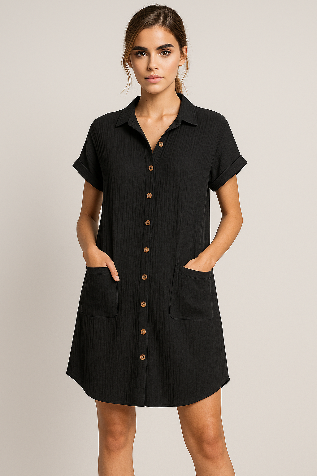 Abito Camicetta in Vaffelbomull con Bottoni Cotone Donna - - abito abito camicetta bottoni camicetta cotone donna dress dresses Frauen Kleider vaffelbomull women - Concept Palermo