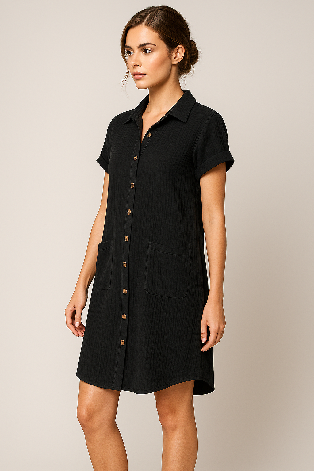 Abito Camicetta in Vaffelbomull con Bottoni Cotone Donna - - abito abito camicetta bottoni camicetta cotone donna dress dresses Frauen Kleider vaffelbomull women - Concept Palermo