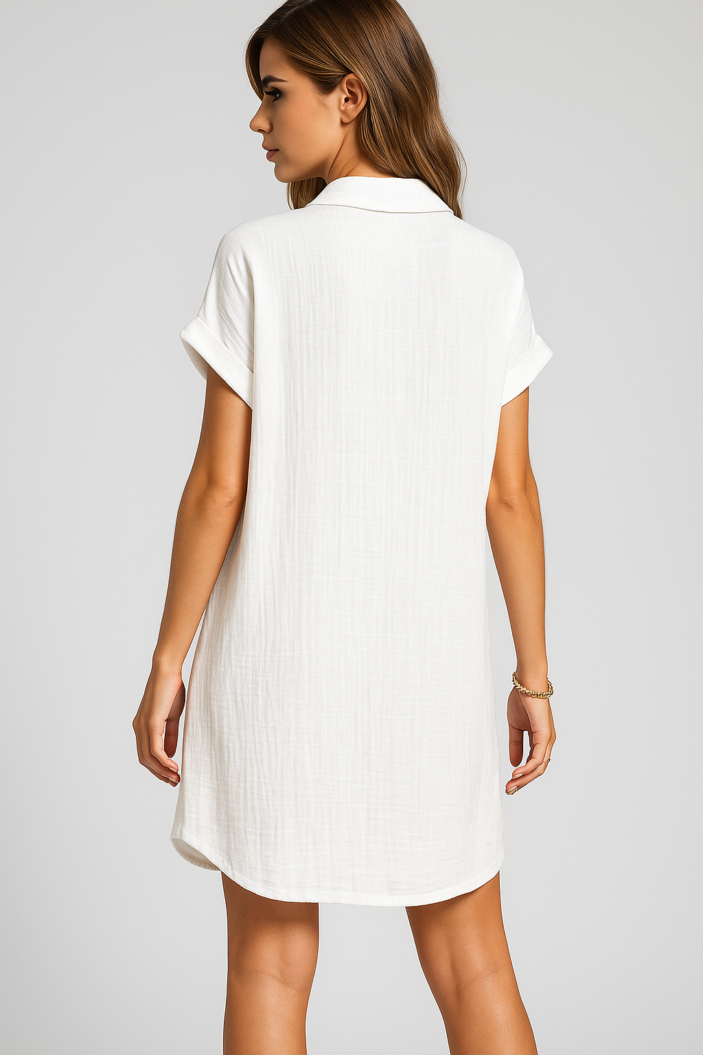 Abito Camicetta in Vaffelbomull con Bottoni Cotone Donna - - abito abito camicetta bottoni camicetta cotone donna dress dresses Frauen Kleider vaffelbomull women - Concept Palermo