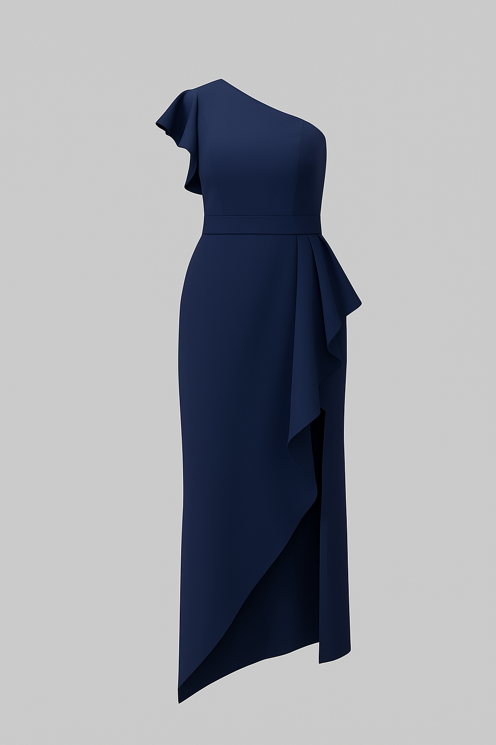 Vestito Donna Elegante Asimmetrico con Rouches - Ideale per Cerimonie e Occasioni Speciali - Blu scuro - abito abito asimmetrico abito con rouches abito donna abito spalla unica abito versatile asimmetrico design irregolare donna dresses look elegante moda femminile rouches silhouette taillèe tessuto di alta qualità vestito per eventi formali - Concept Palermo