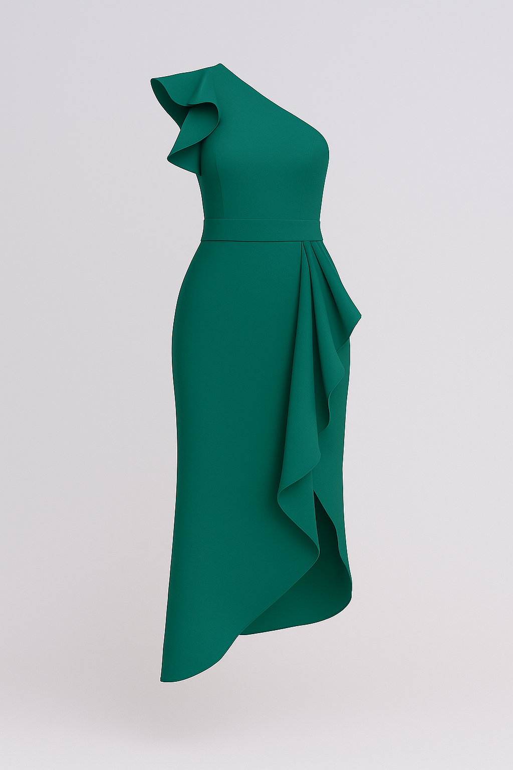 Vestito Donna Elegante Asimmetrico con Rouches - Ideale per Cerimonie e Occasioni Speciali - Verde - abito abito asimmetrico abito con rouches abito donna abito spalla unica abito versatile asimmetrico design irregolare donna dresses look elegante moda femminile rouches silhouette taillèe tessuto di alta qualità vestito per eventi formali - Concept Palermo
