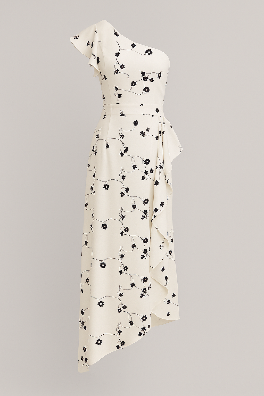 Vestito Donna Elegante Asimmetrico con Rouches - Ideale per Cerimonie e Occasioni Speciali - Nero-Bianco - abito abito asimmetrico abito con rouches abito donna abito spalla unica abito versatile asimmetrico design irregolare donna dresses look elegante moda femminile rouches silhouette taillèe tessuto di alta qualità vestito per eventi formali - Concept Palermo